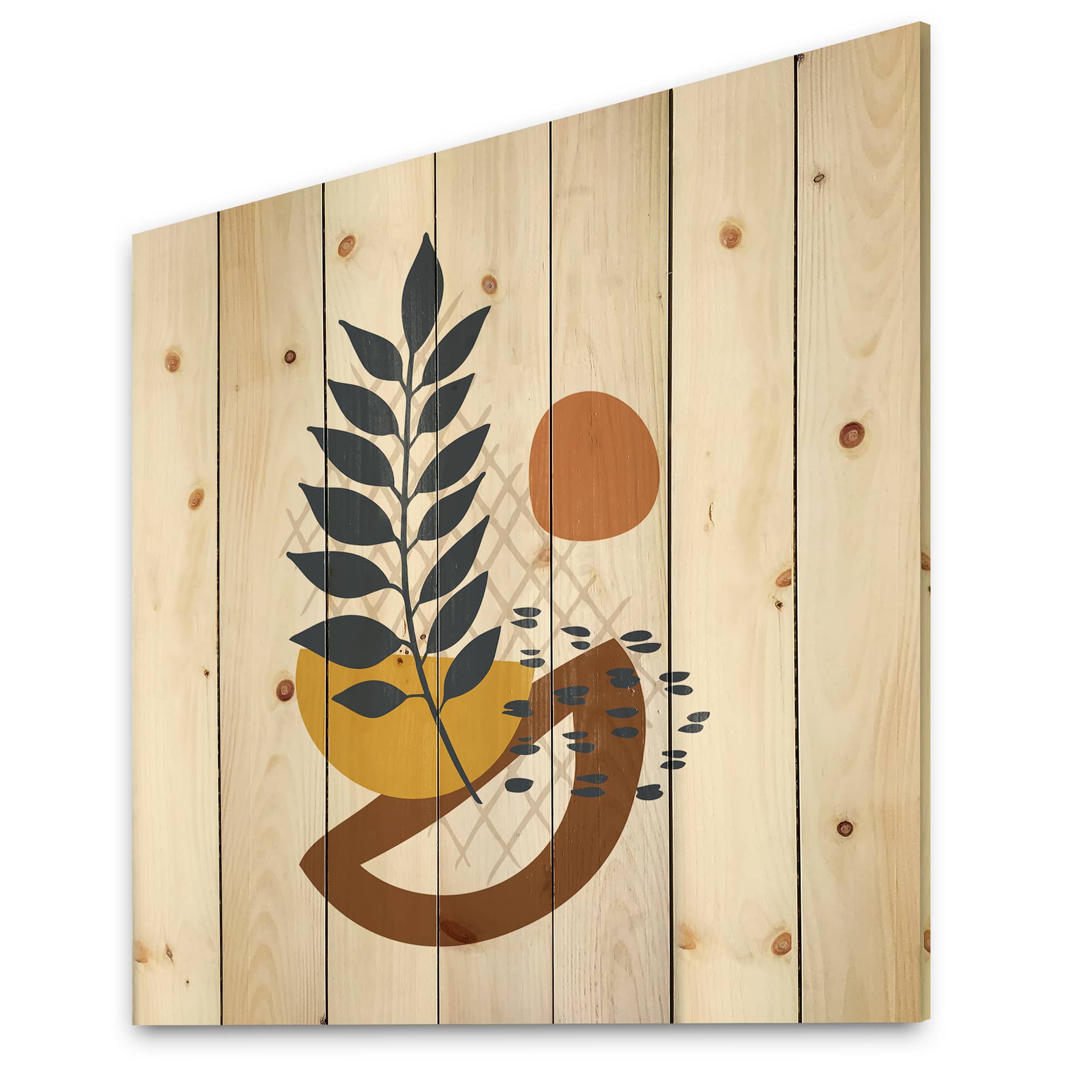 Designart - Elementary Shapes With Abstract Leaves