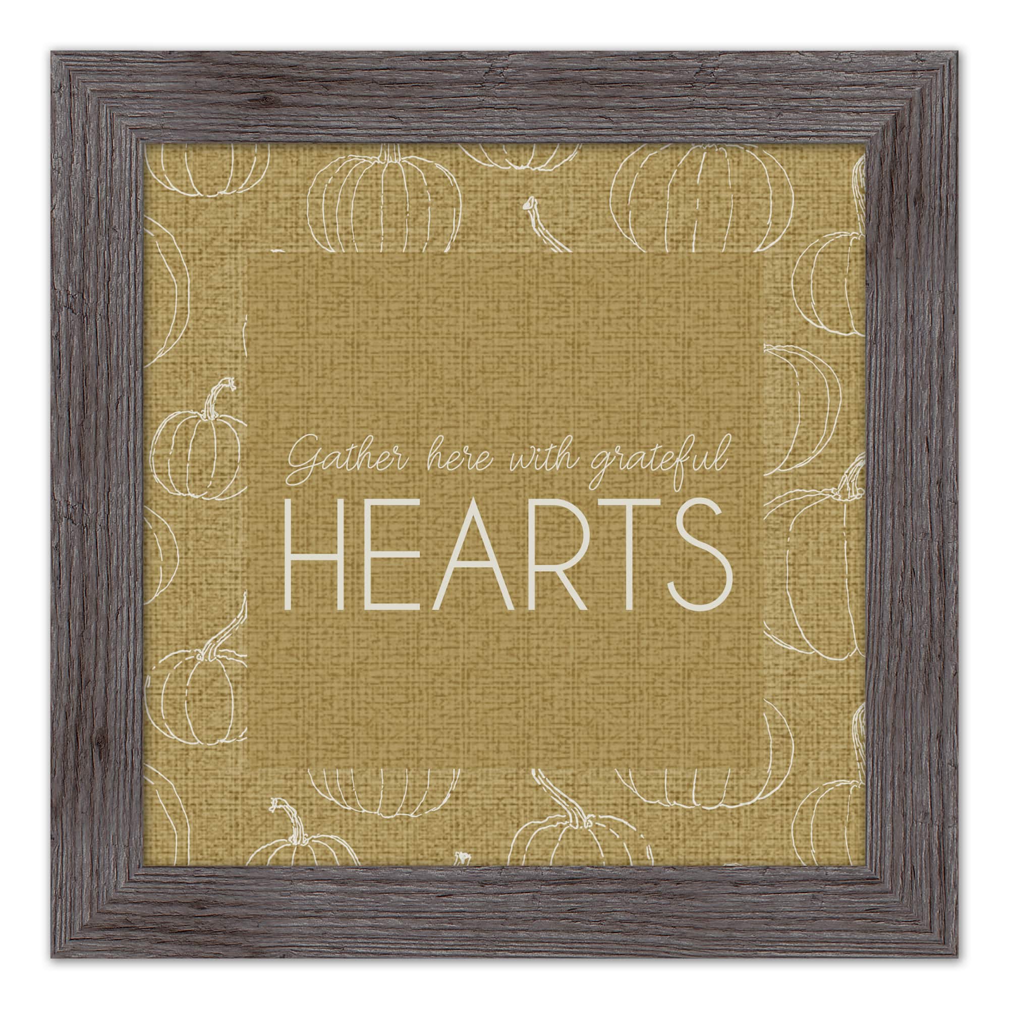 Mustard Grateful Hearts Print in Western Gray Frame