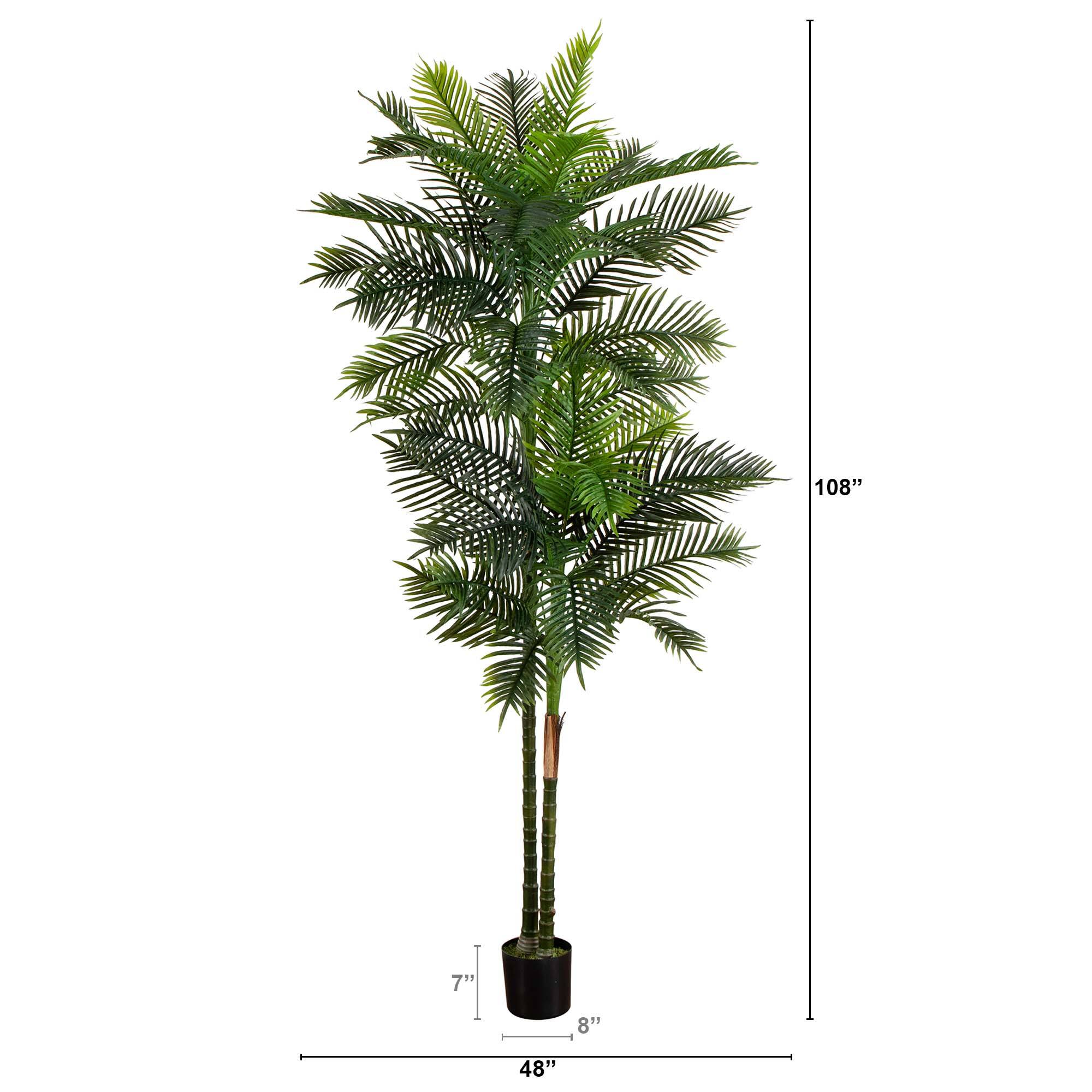 9ft. Potted Green UV Resistant Artificial Double Robellini Palm Tree