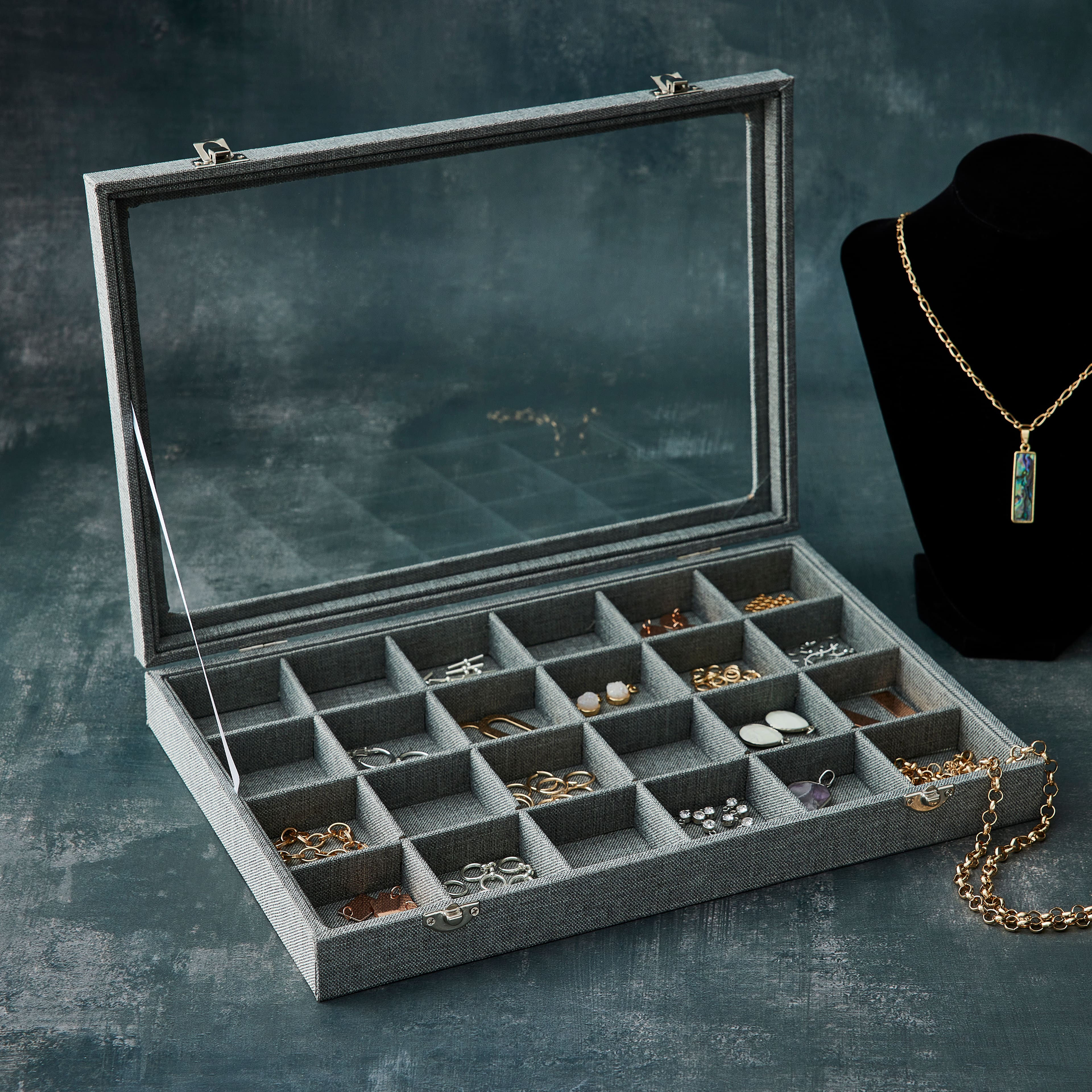 Gray Jewelry Tray with Lid By Bead Landing™