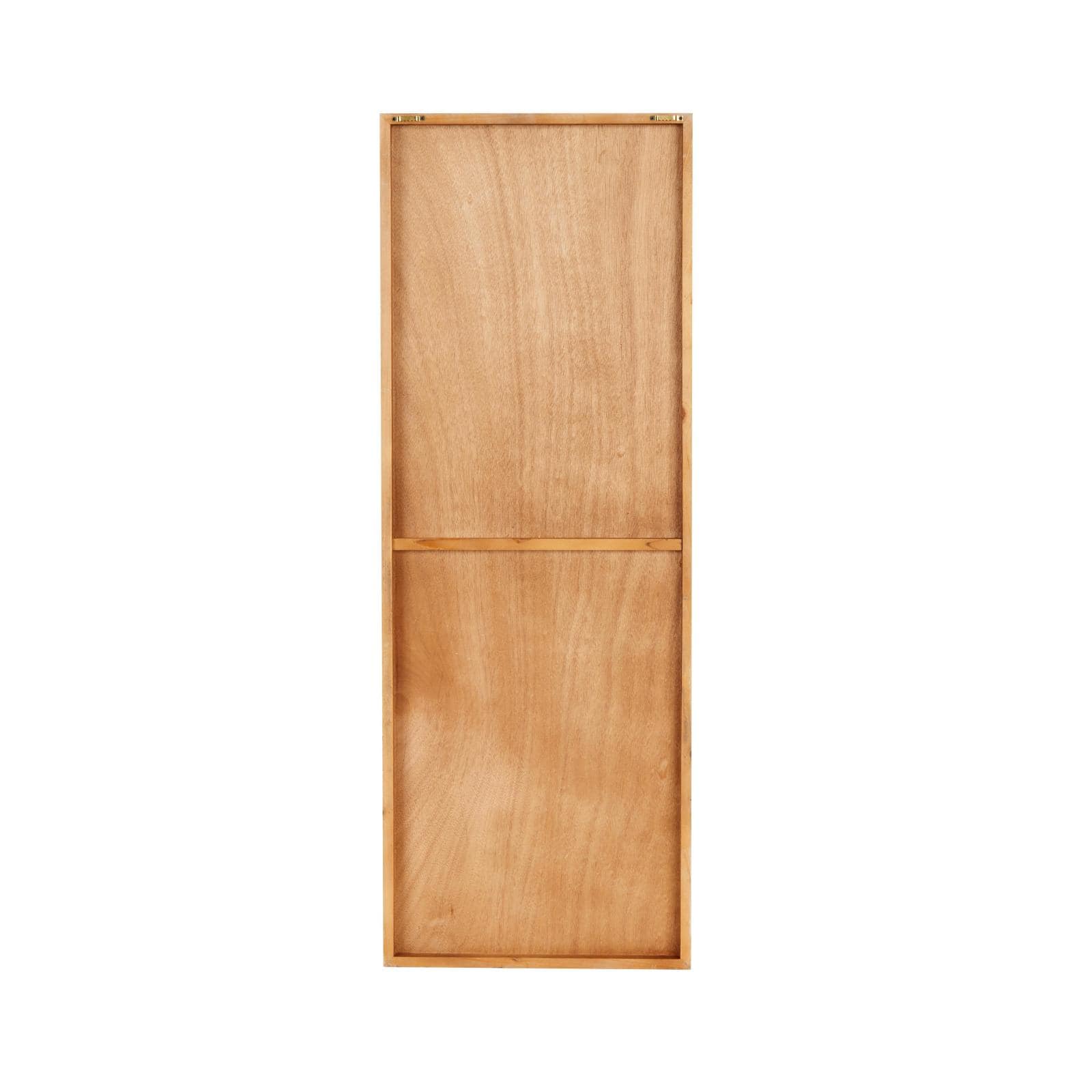 15.7" x 43.2" Light Brown Wood Geometric Panel with Overlapping Gold Arches Home Wall Décor