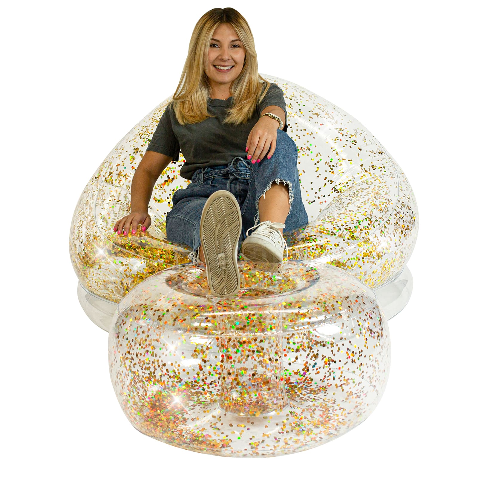 AirCandy Gold Glitter Inflatable Ottoman
