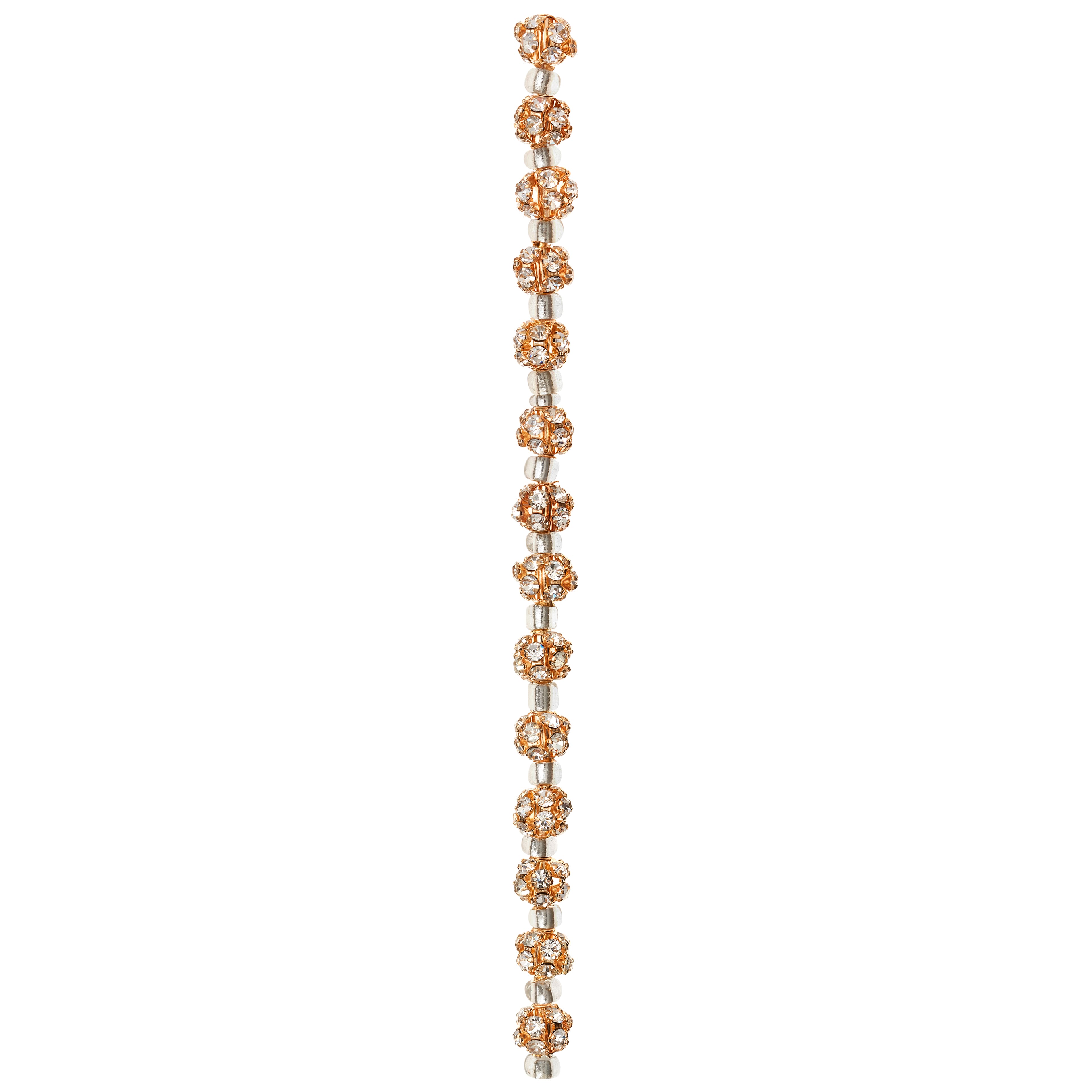 12 Pack: Gold Rhinestone Ball Beads, 6mm by Bead Landing™
