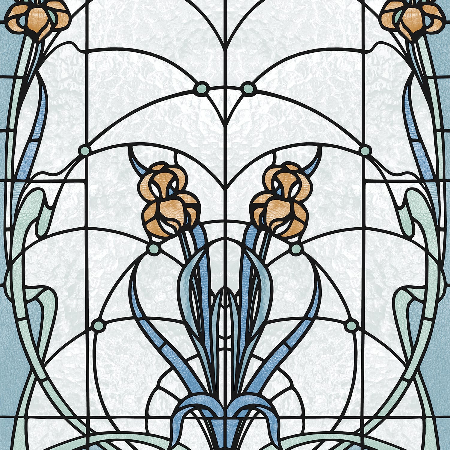 Designs Direct Floral Stained Glass Flower Wallpaper