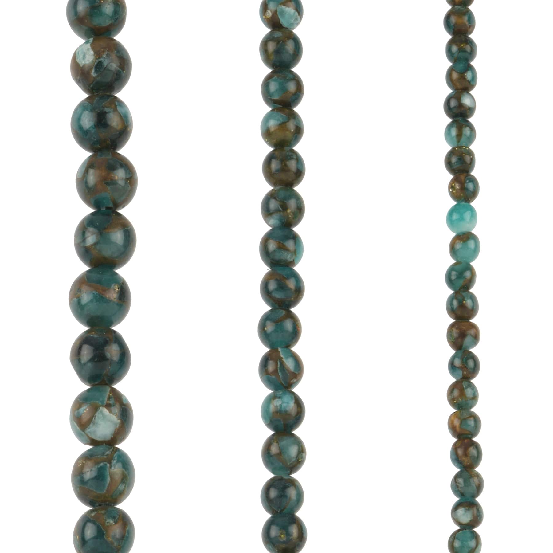 6 Pack: Blue Reconstituted Impression Jasper Round Bead Mix by Bead Landing™