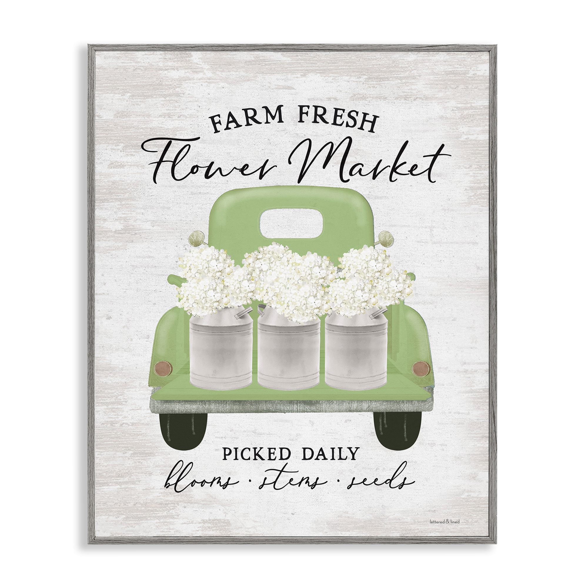 Stupell Industries Farm Fresh Flower Market White Hydrangeas Milk Tin Frame Giclée Wall Art