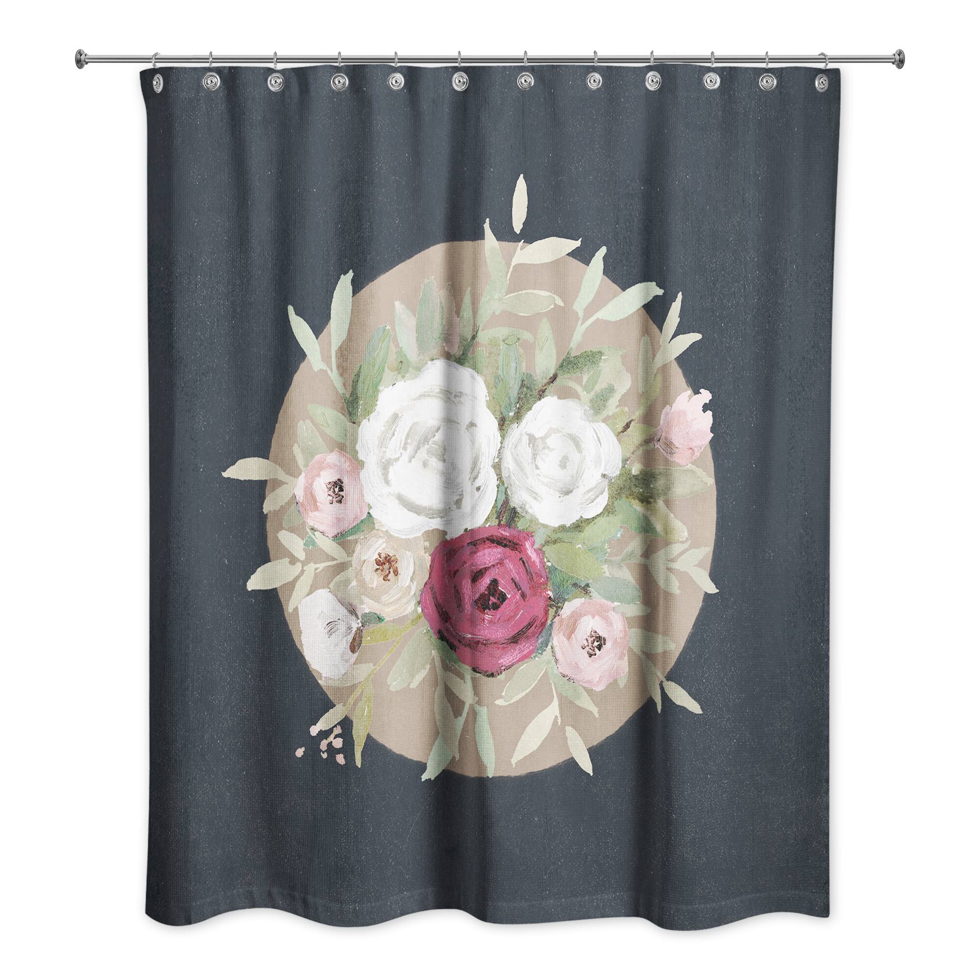 Florals on Navy 71" x 74" Shower Curtain