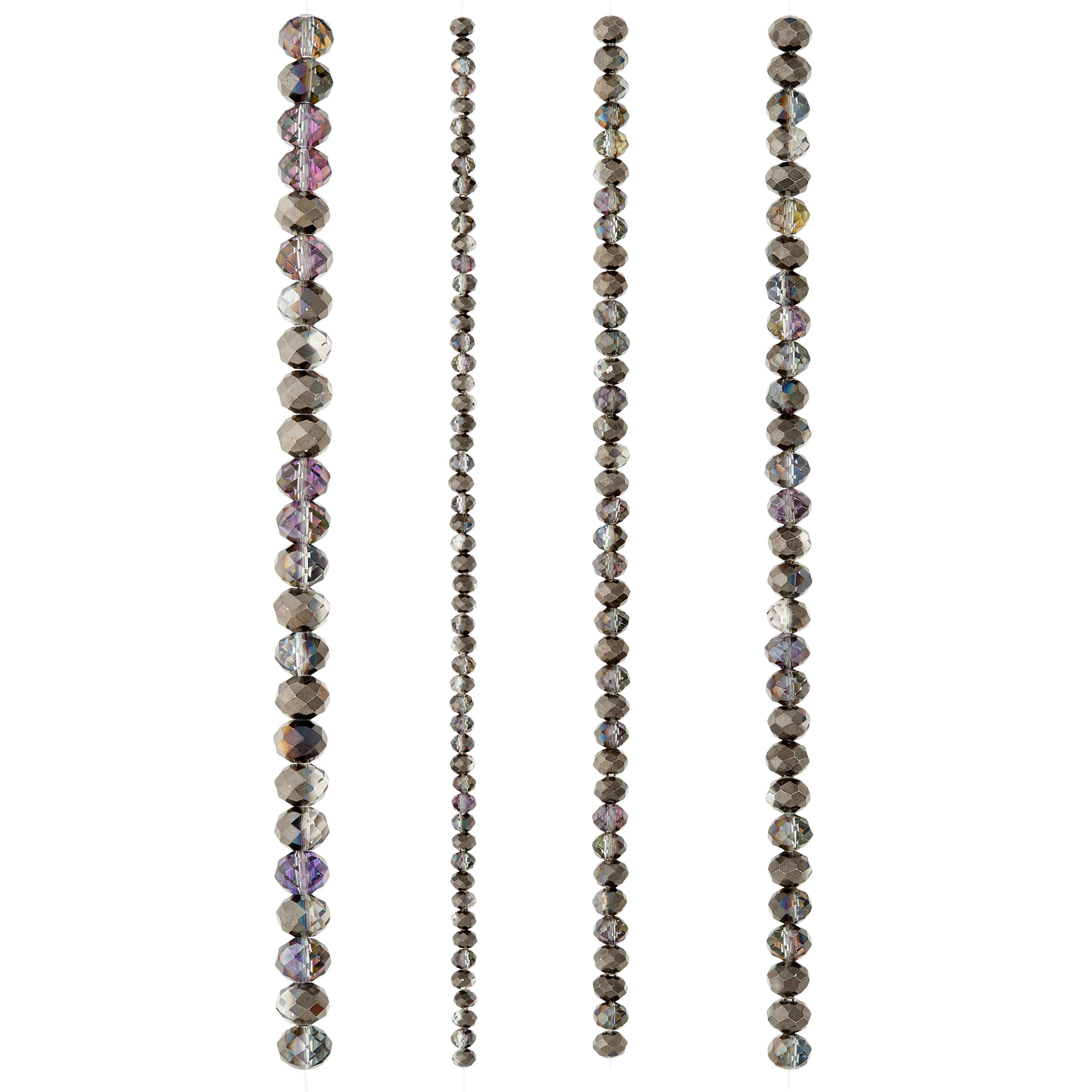 12 Packs: 4 ct. (48 total) Gray Faceted Glass Rondelle Beads by Bead Landing™