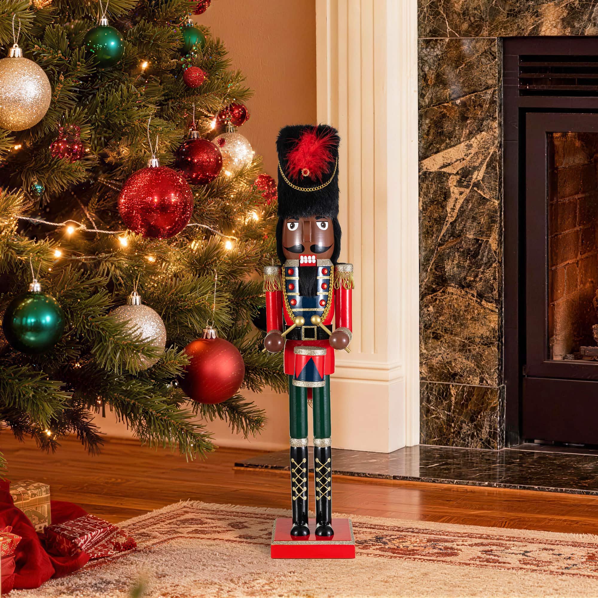 Glitzhome® 24" Wooden Christmas African Soldier Nutcracker