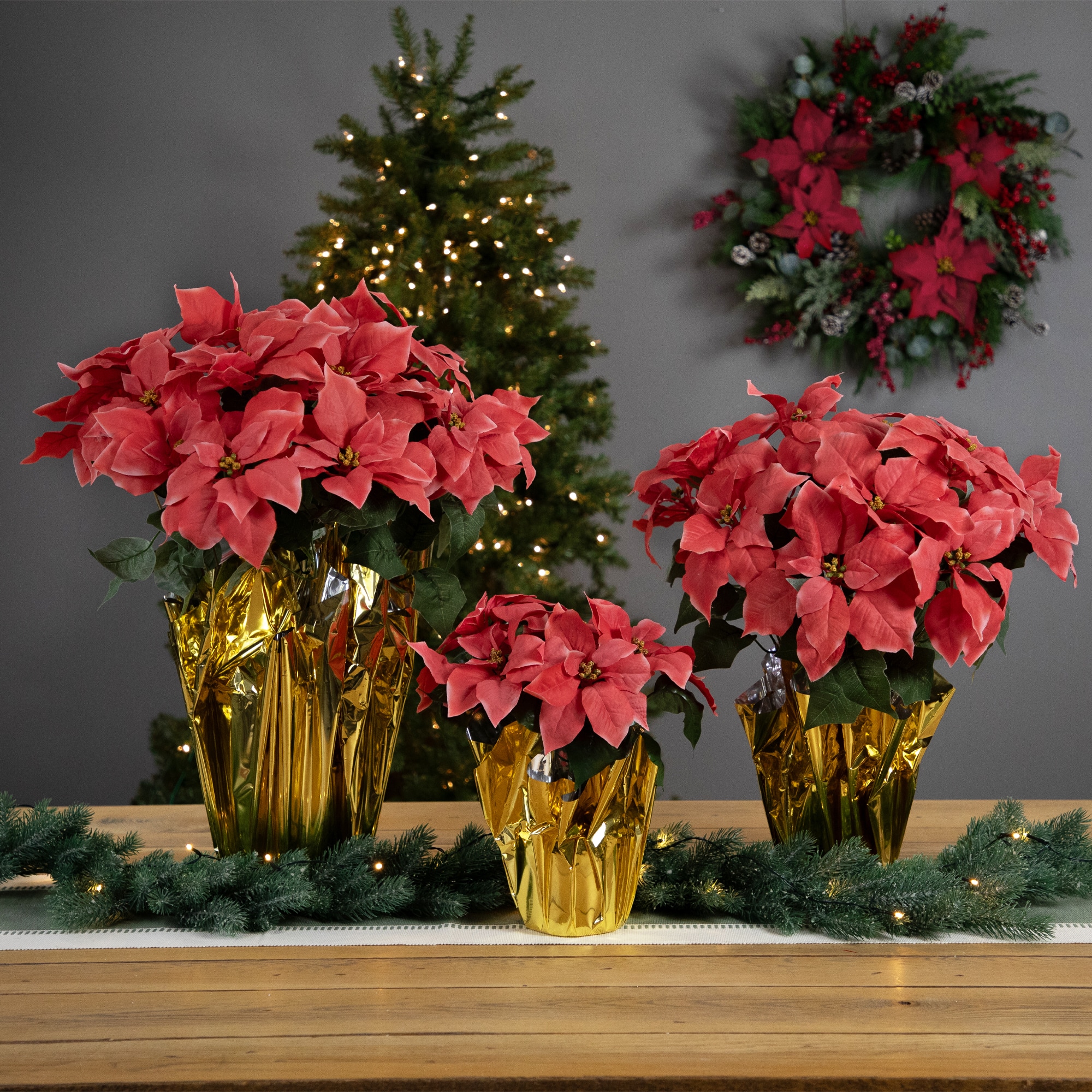 20" Pink Artificial Christmas Poinsettia with Wrapped Base