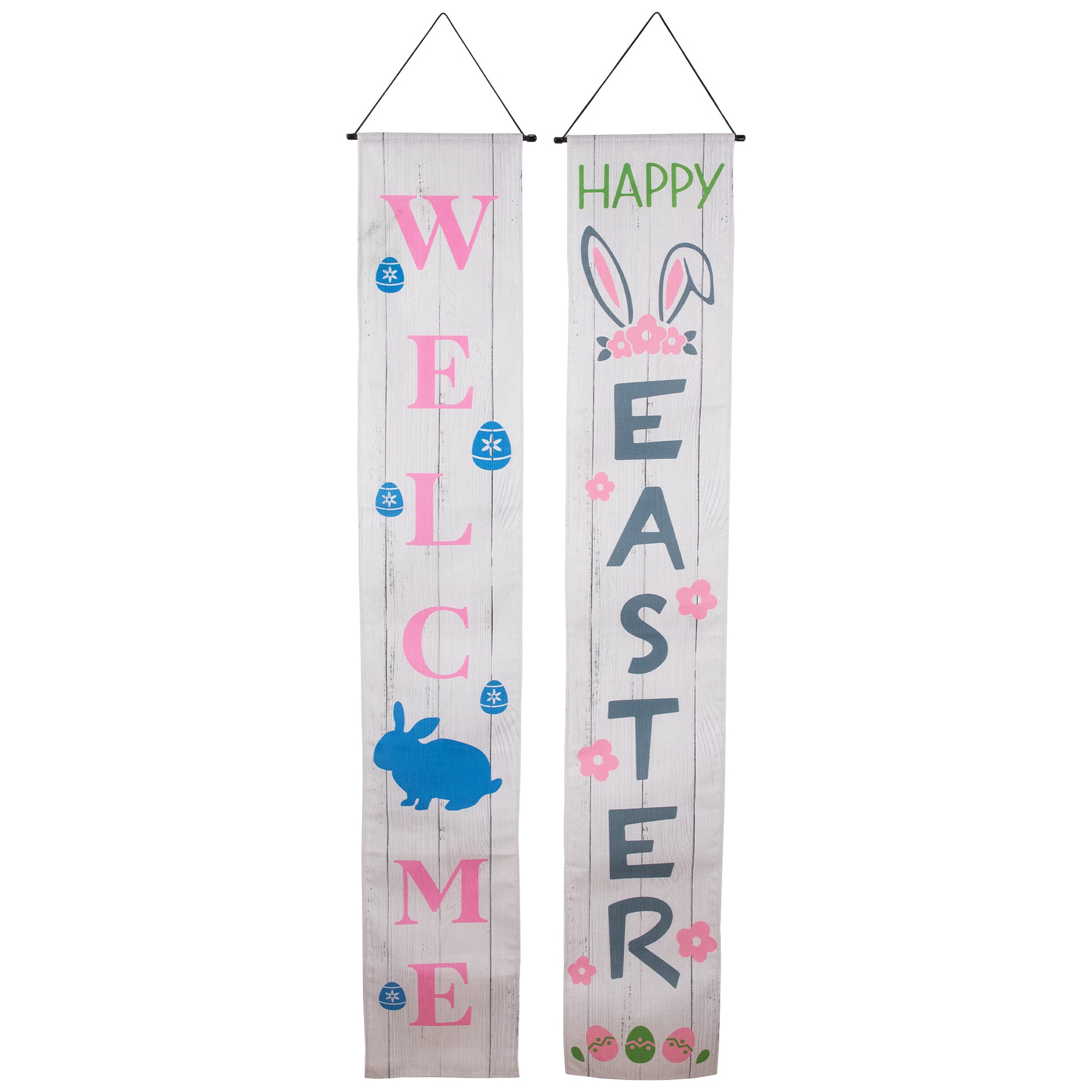 White Welcome Happy Easter Hanging Door Banner Set By Northlight | 71" x 12" | Michaels®