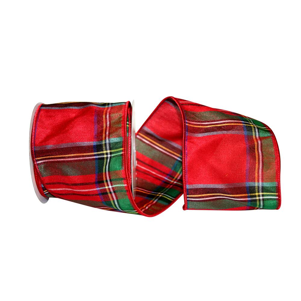 JAM Paper 4" x 10yd. Wired Alford Plaid Ribbon