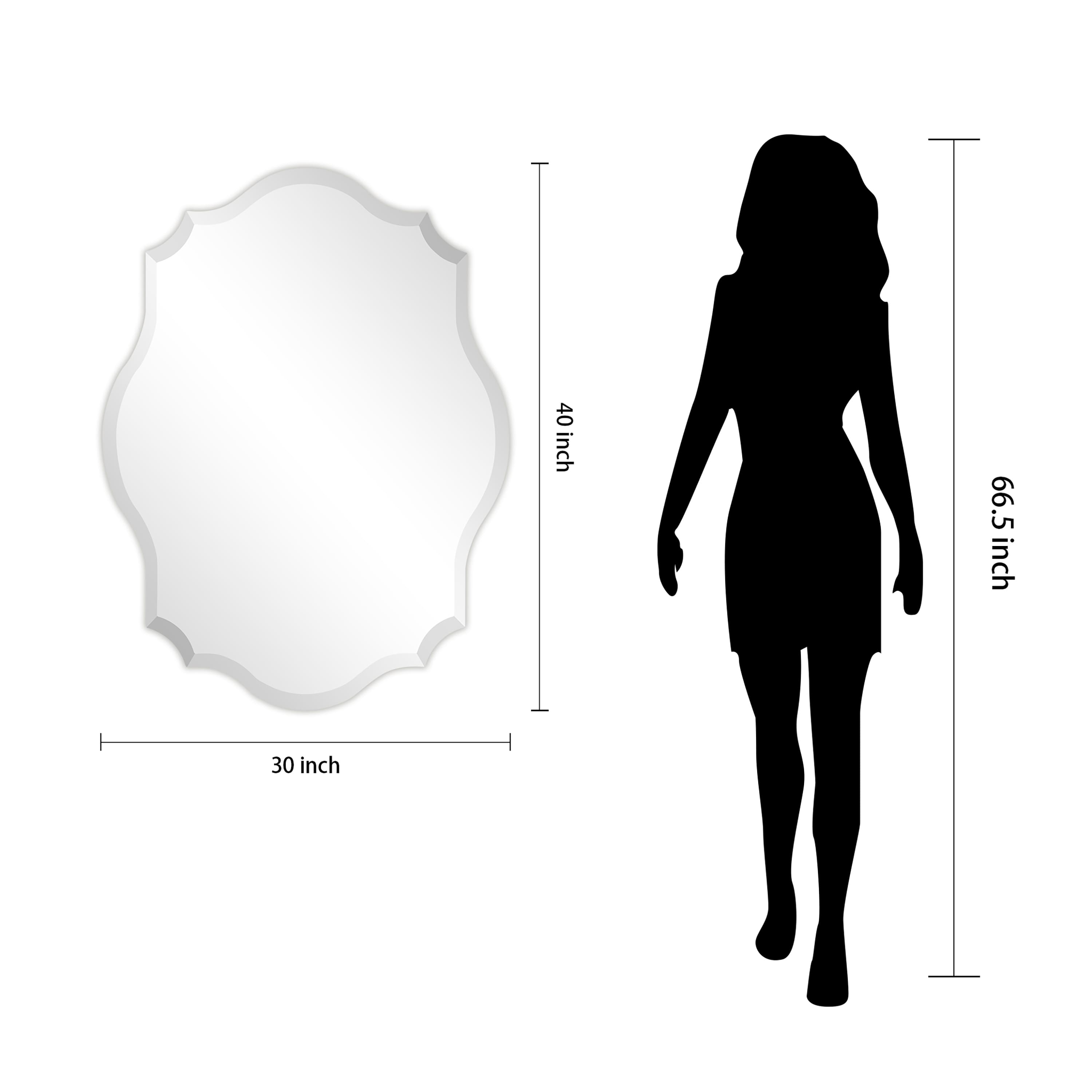 Empire Art Direct Scalloped & Beveled Oblong Frameless Wall Mirror