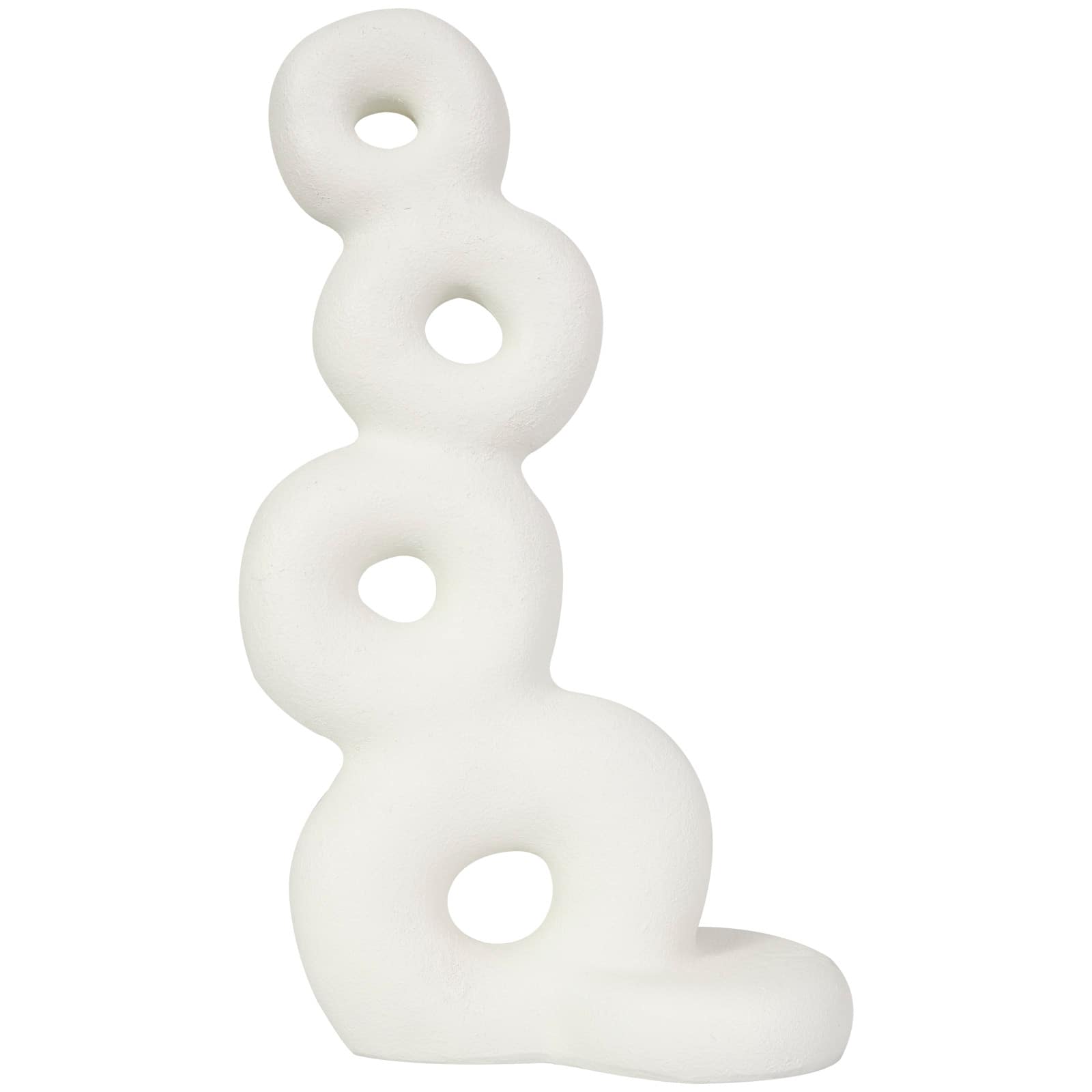 18" White Abstract Stacked Circle Ring Sculpture