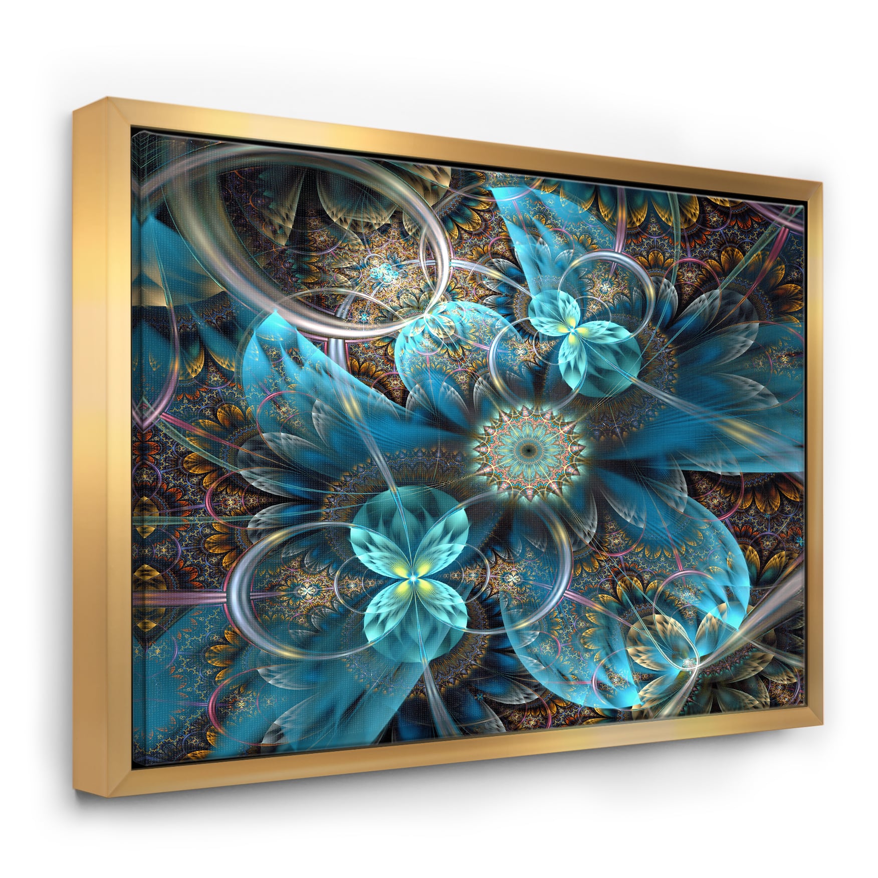 Designart - Fractal Blue Flowers