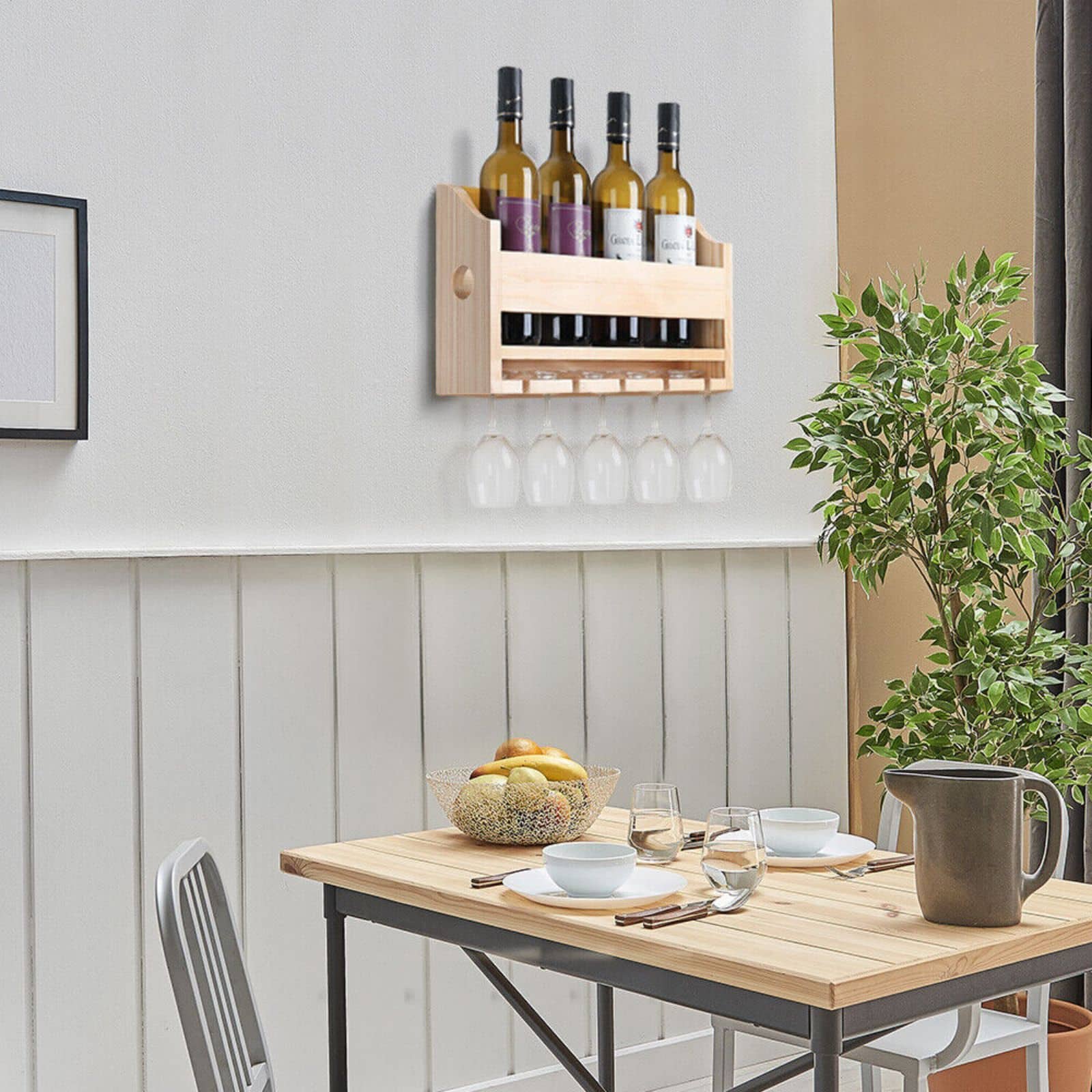 NEX™ Wall-Mounted Wine Rack with 5 Long Stem Glass Holder