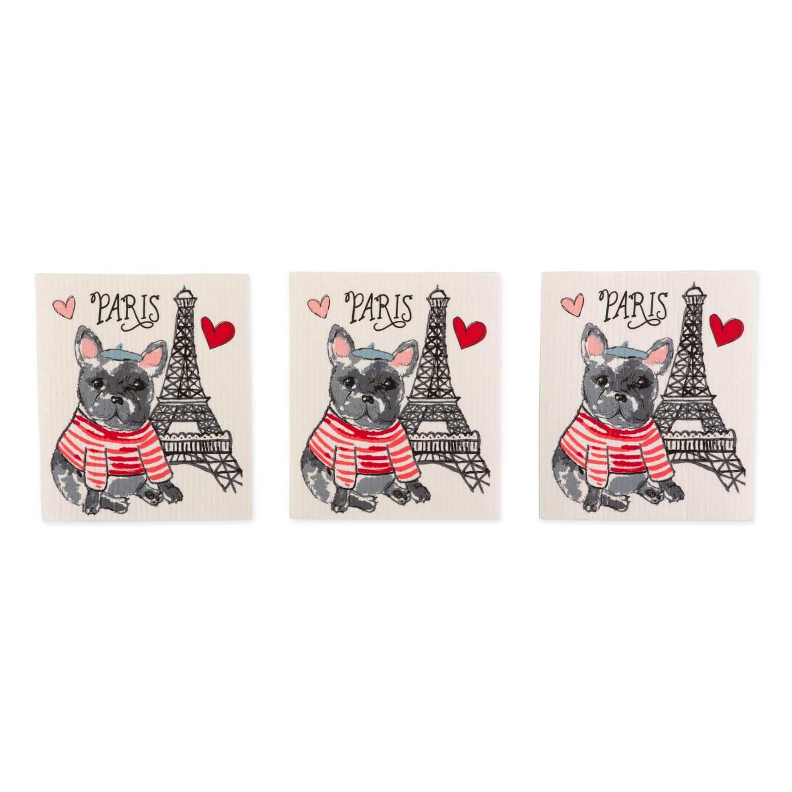 DII® Dog In Paris Swedish Dishcloth, 3ct.