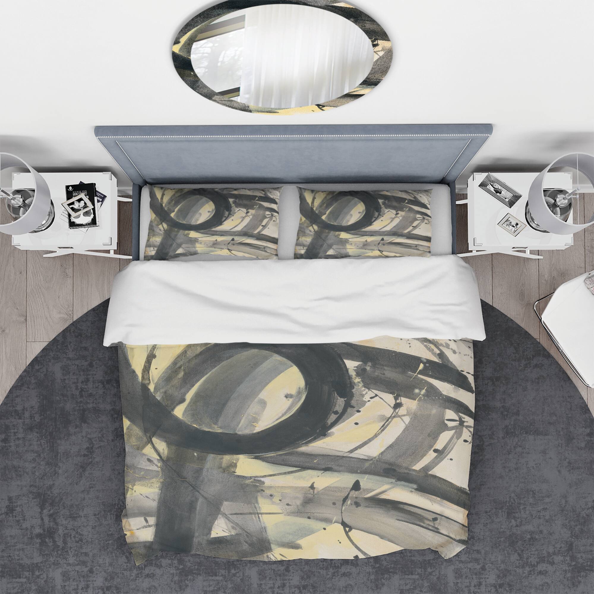 Designart 'Minimalistic Roller IV' Geometric Bedding Set - Duvet Cover & Shams