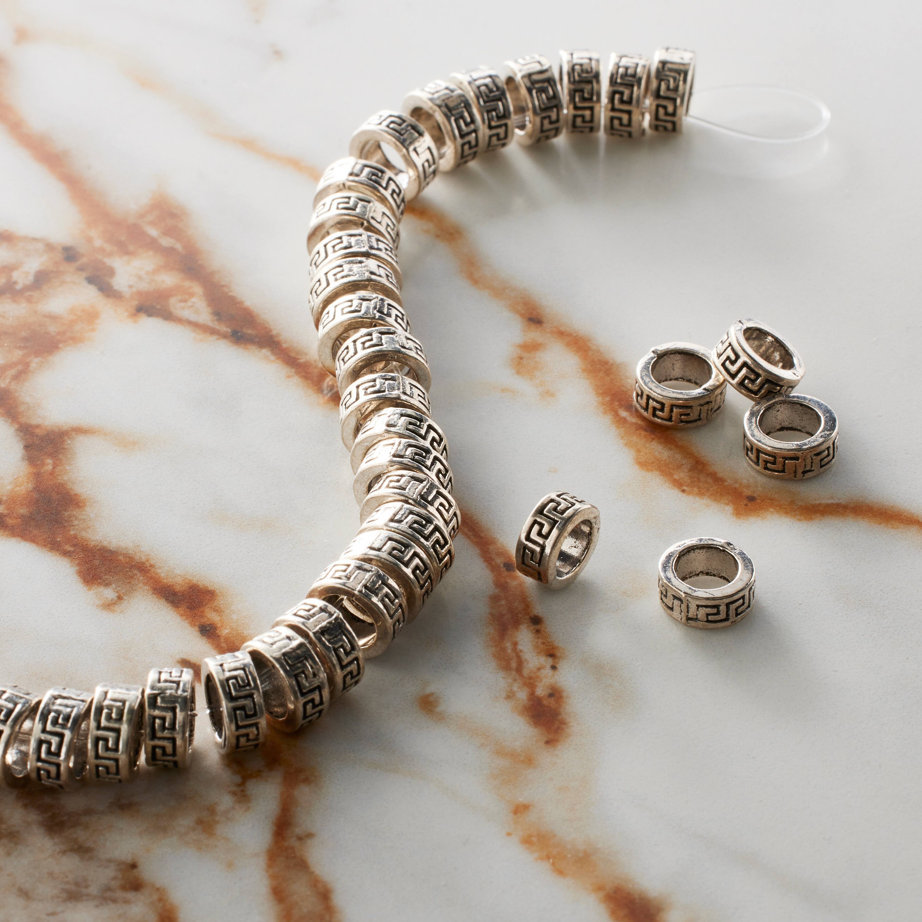 Antique Silver Metal Large Hole Spacer Beads, 7.5mm by Bead Landing™