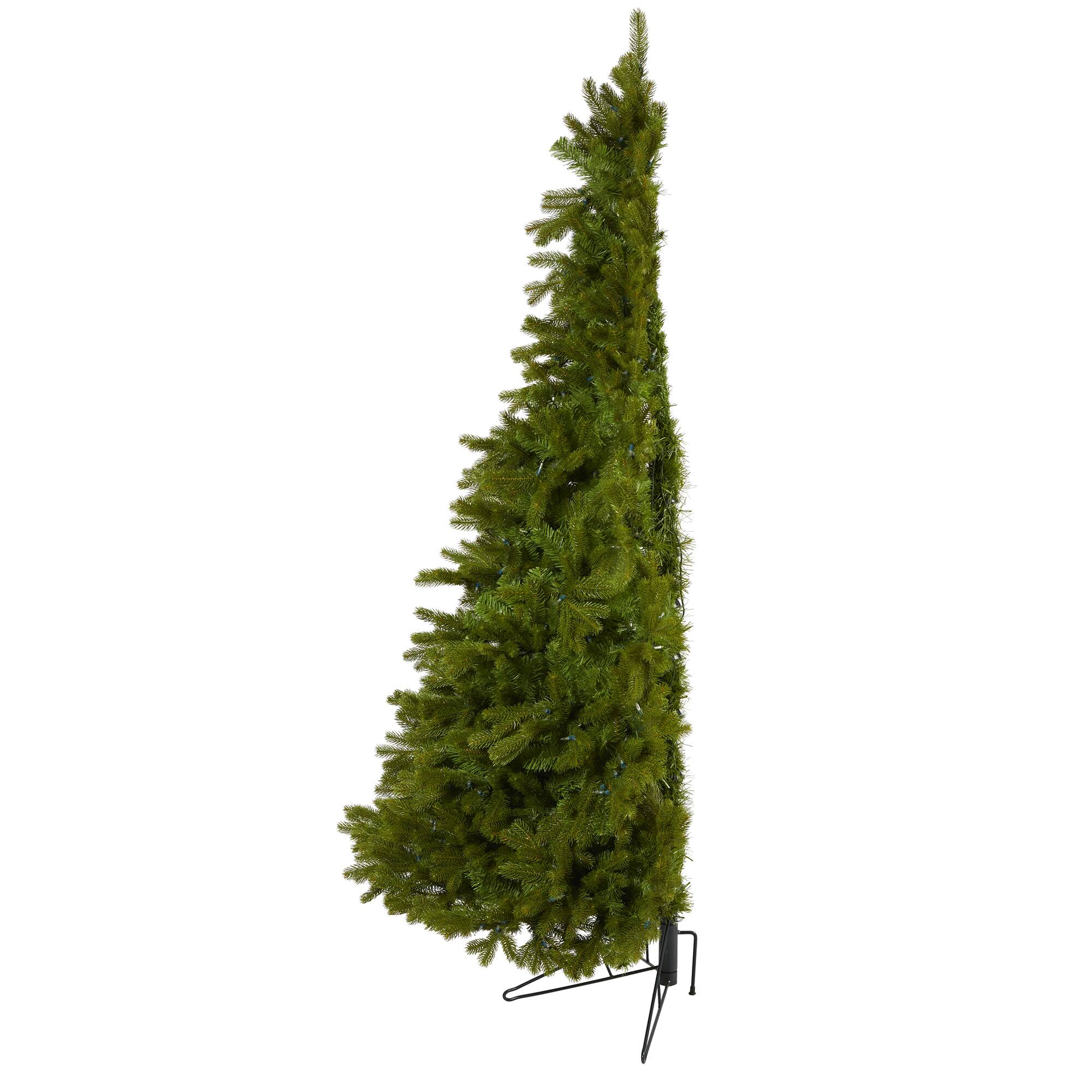 7ft. Pre-Lit Cambridge Spruce Flat Back Artificial Christmas Tree with Warm White Multifunction LED Lights