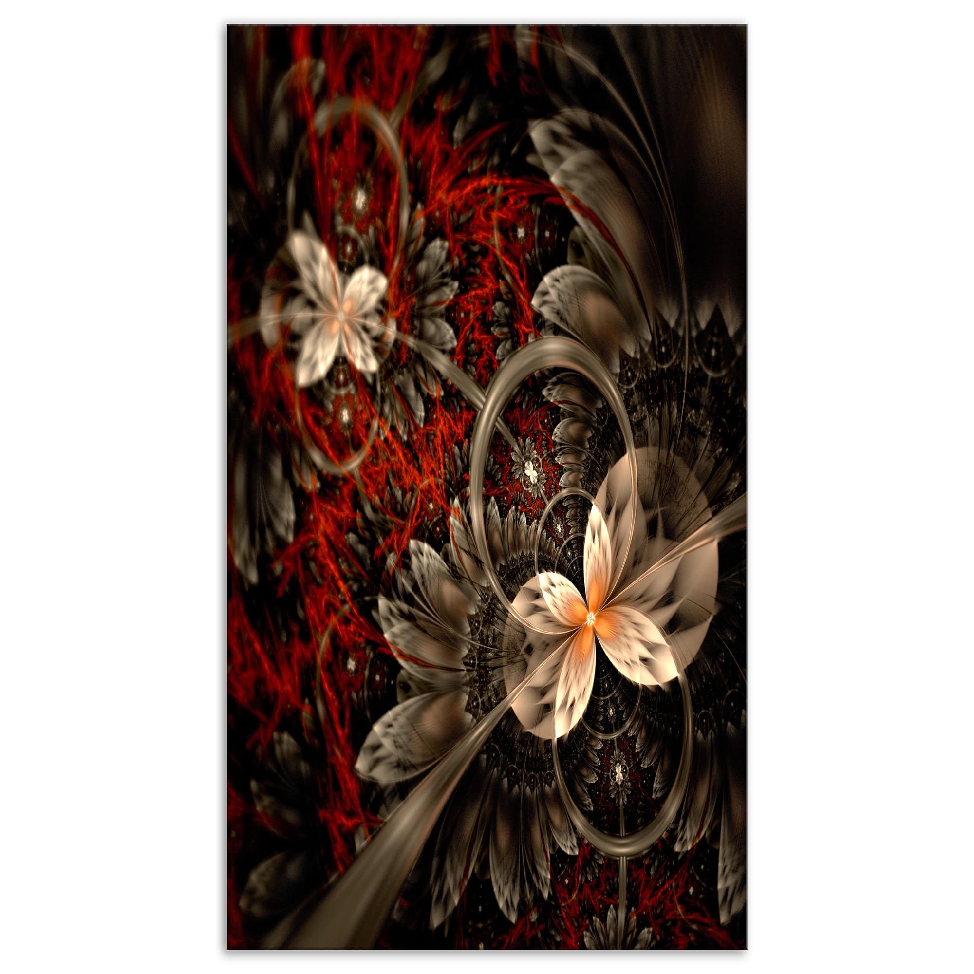 Designart - Red and Orange Fractal Flower Pattern