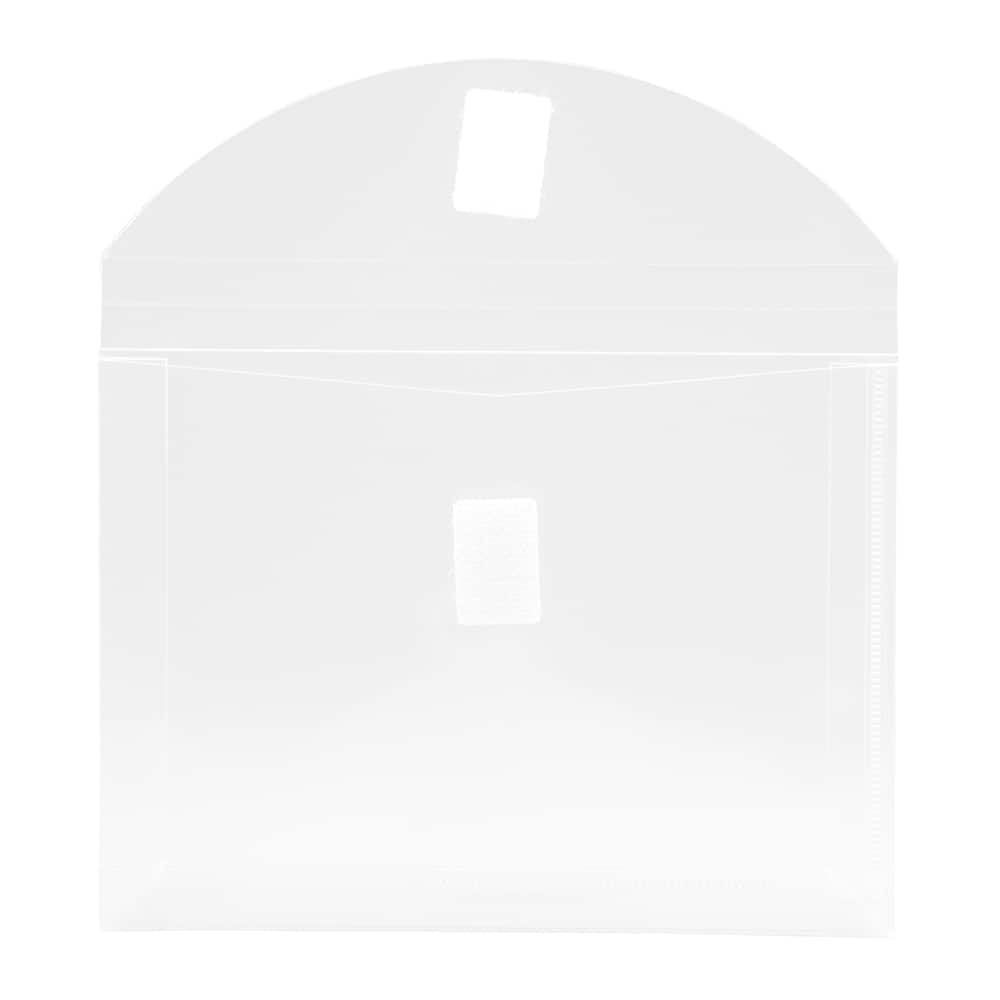 JAM Paper 5.5" x 7.5" Clear Plastic Hook & Loop Closure Envelopes, 12ct.