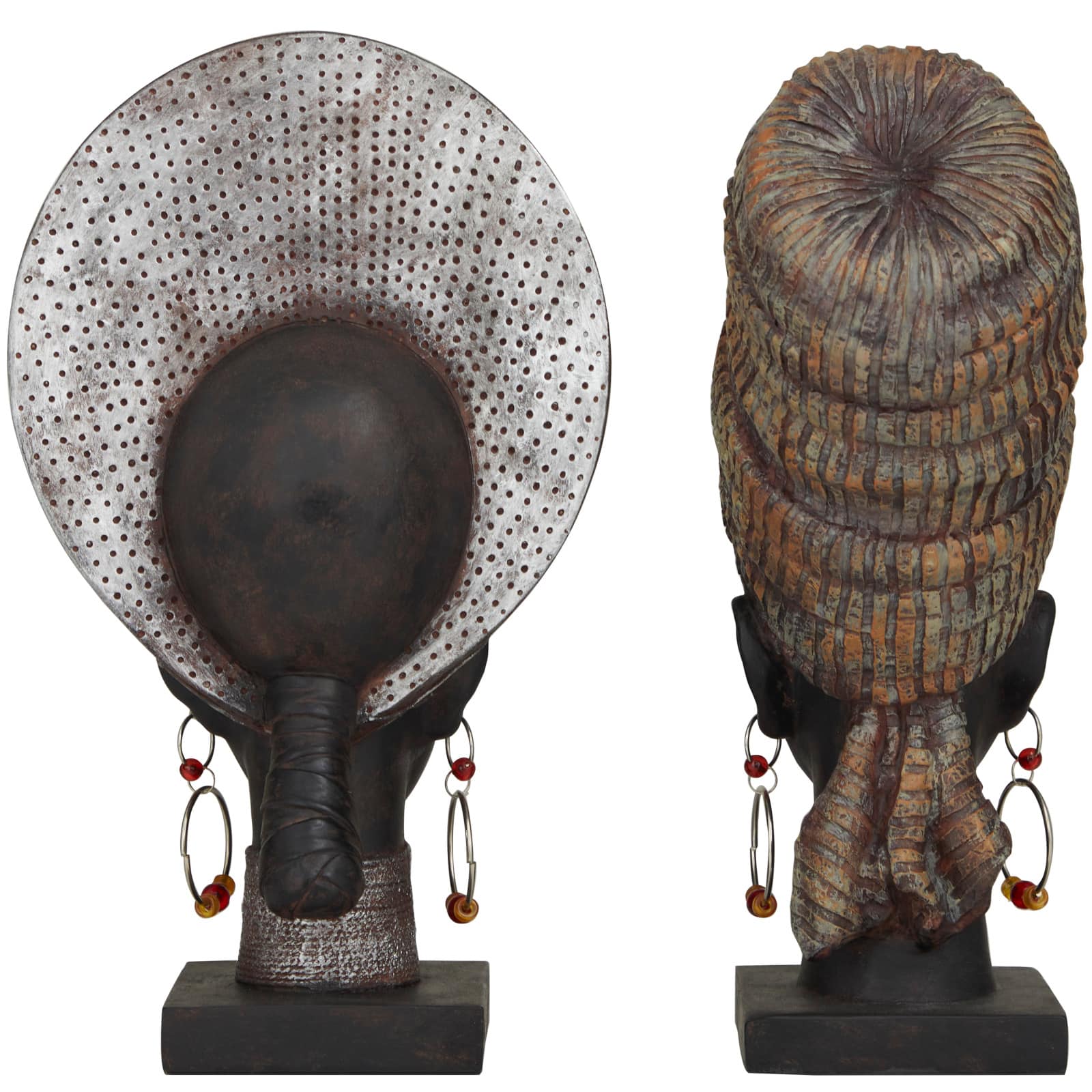 Black Polystone African Inspired Women Sculpture Set
