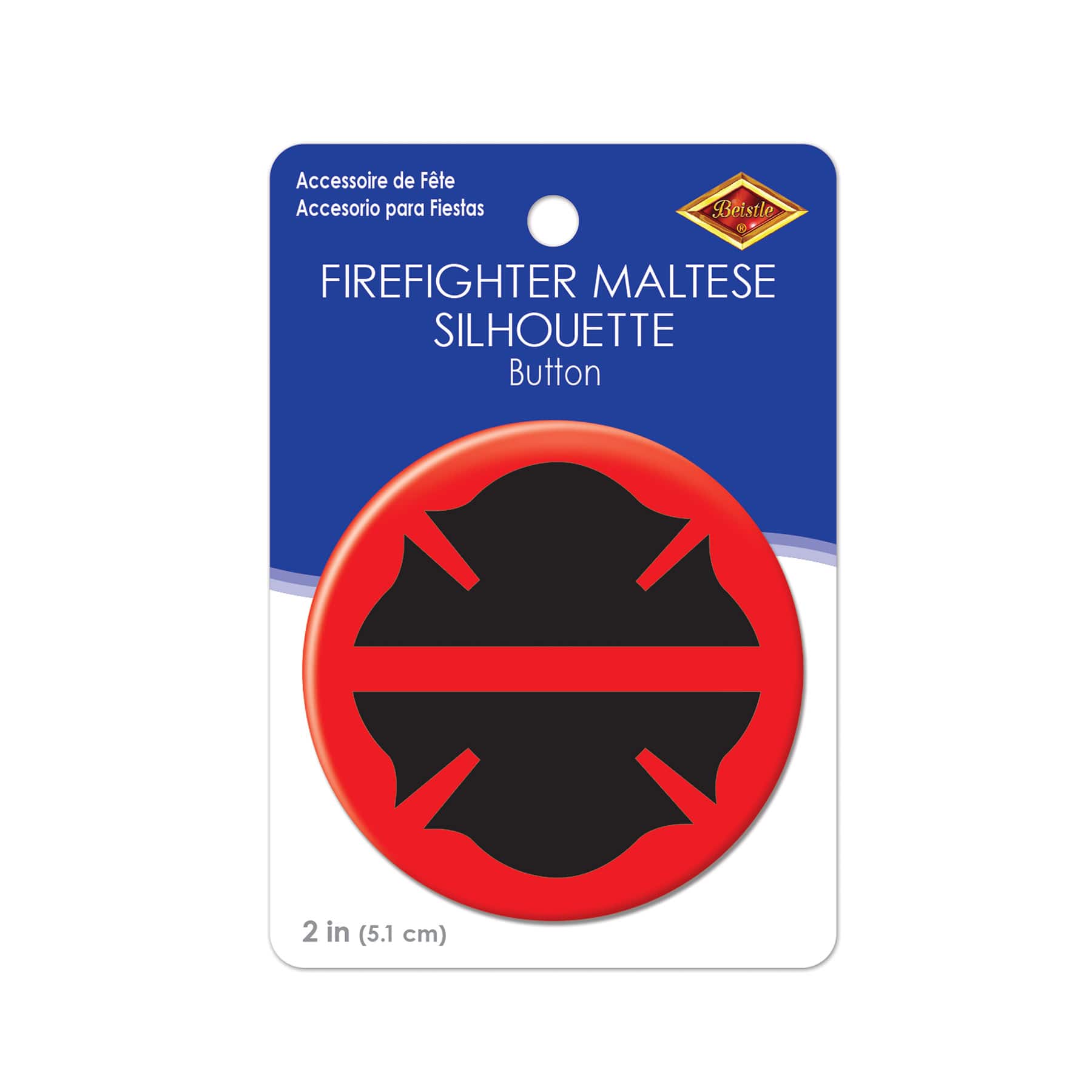 Beistle 2" Red Firefighter Maltese Silhouette Buttons, 6ct.