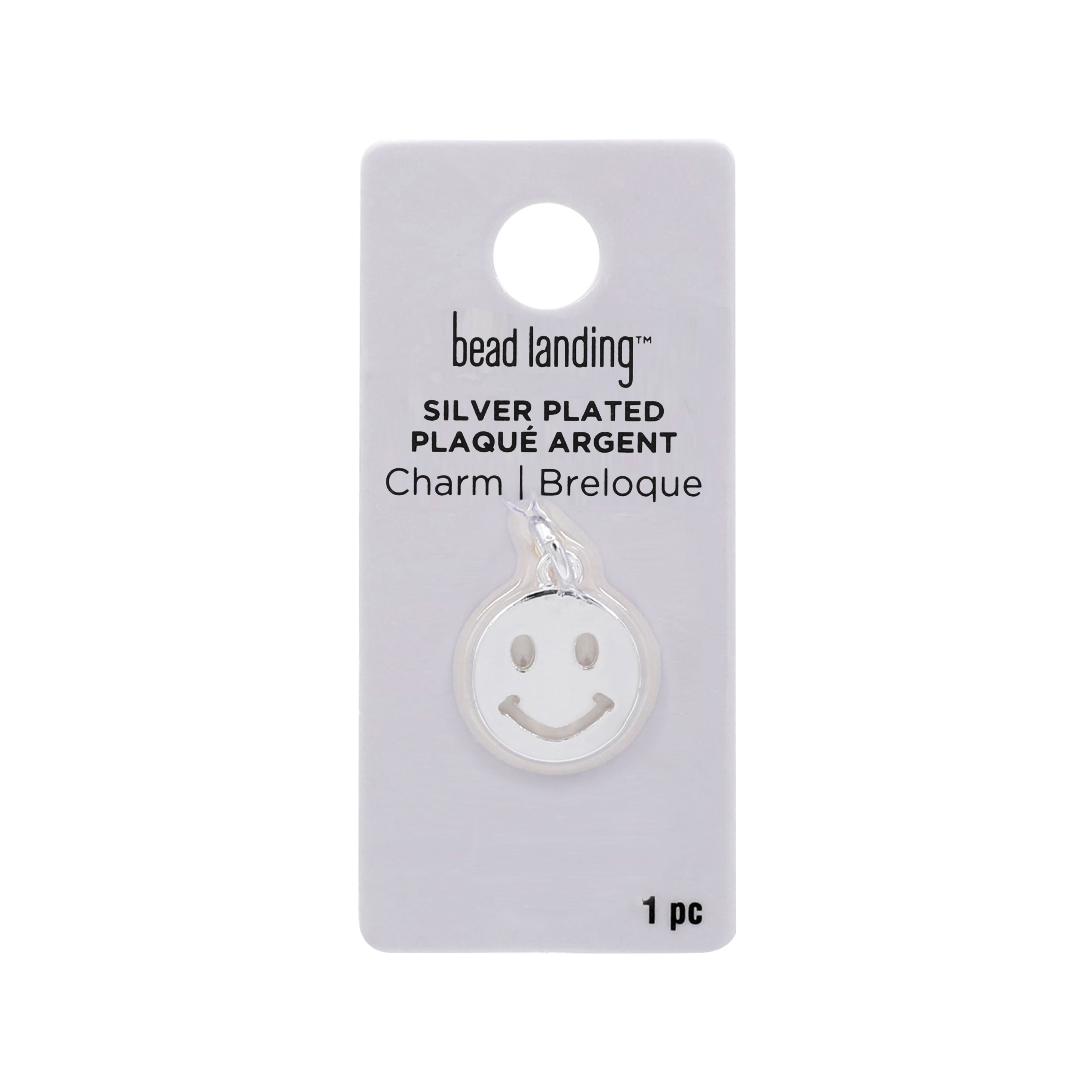Silver Plated Smiley Face Charm by Bead Landing™
