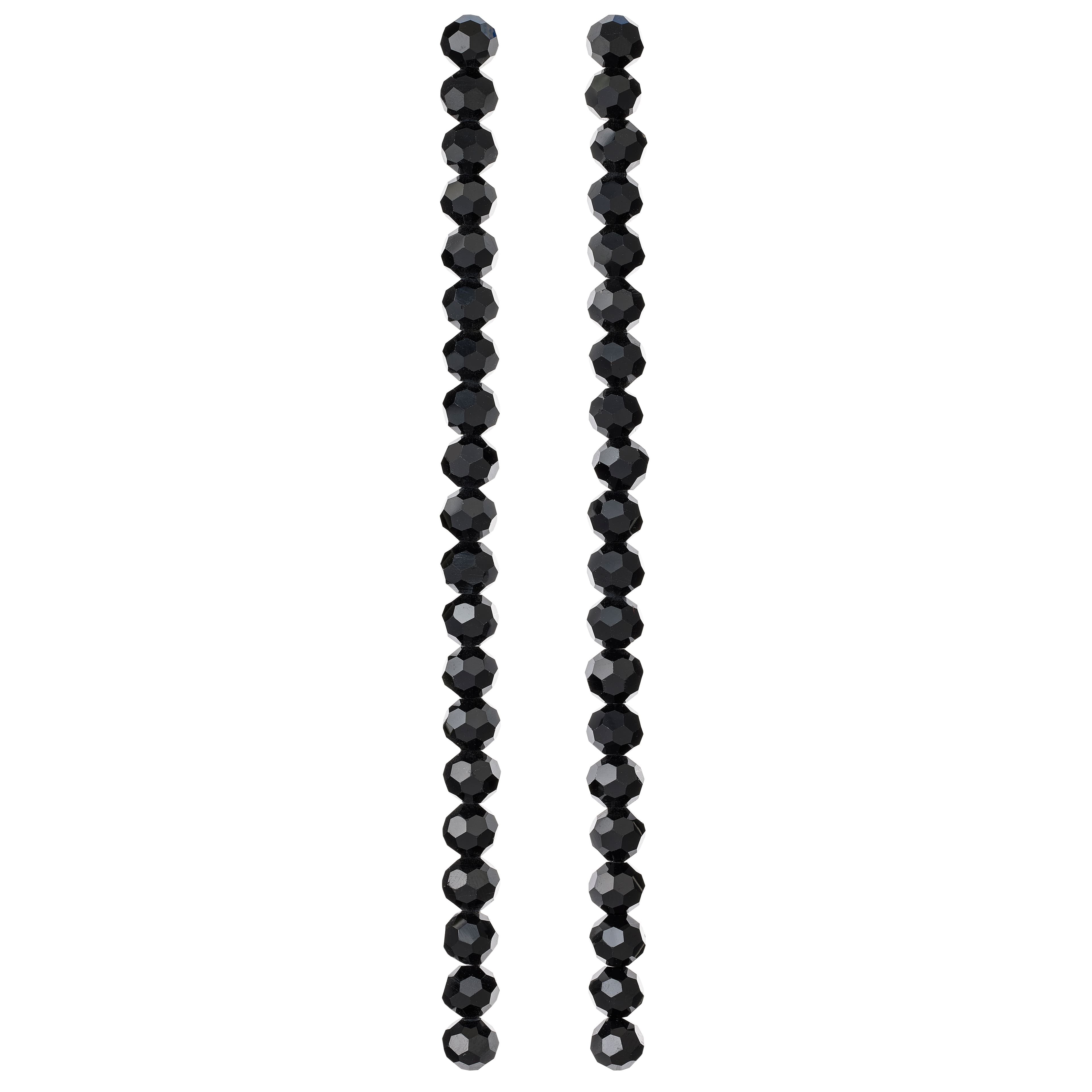 Black Faceted Glass Round Beads, 8mm by Bead Landing™