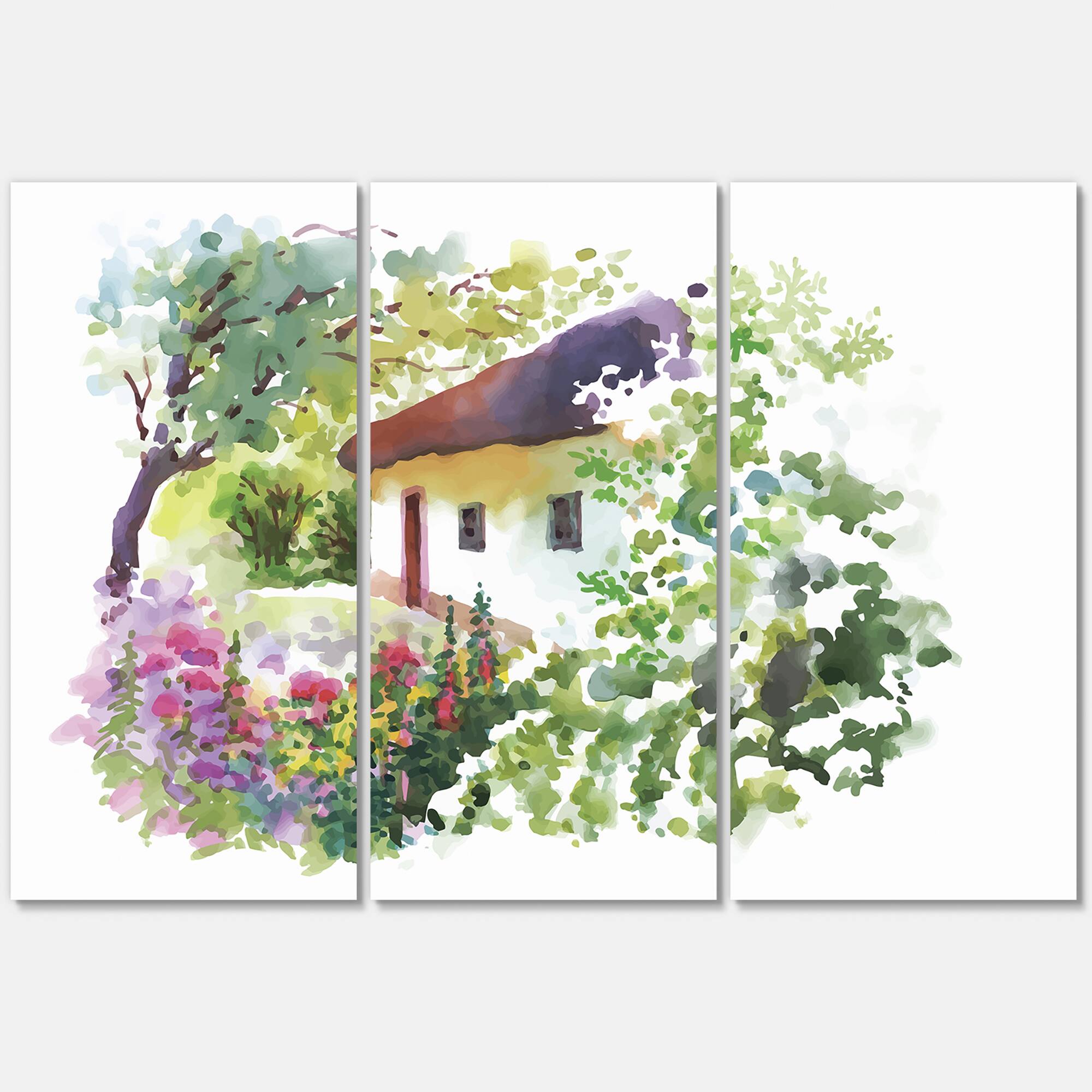 Designart - Rural Village On A Green Summer Day - Traditional Canvas Wall Art Print