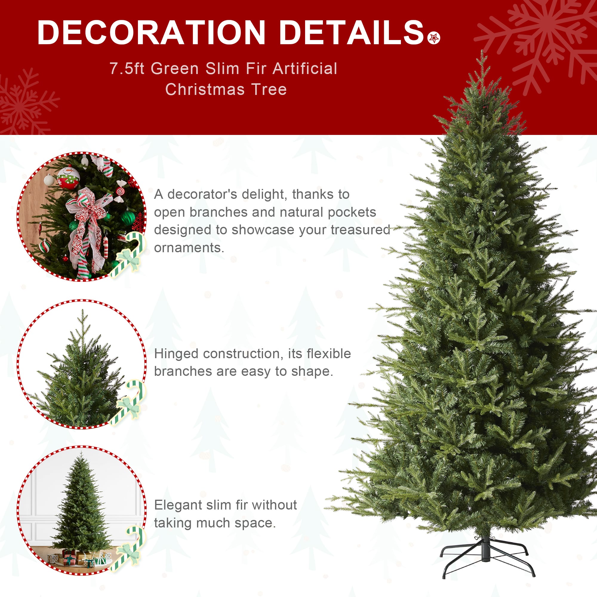 7.5ft. Unlit Green Slim Fir Artificial Christmas Tree