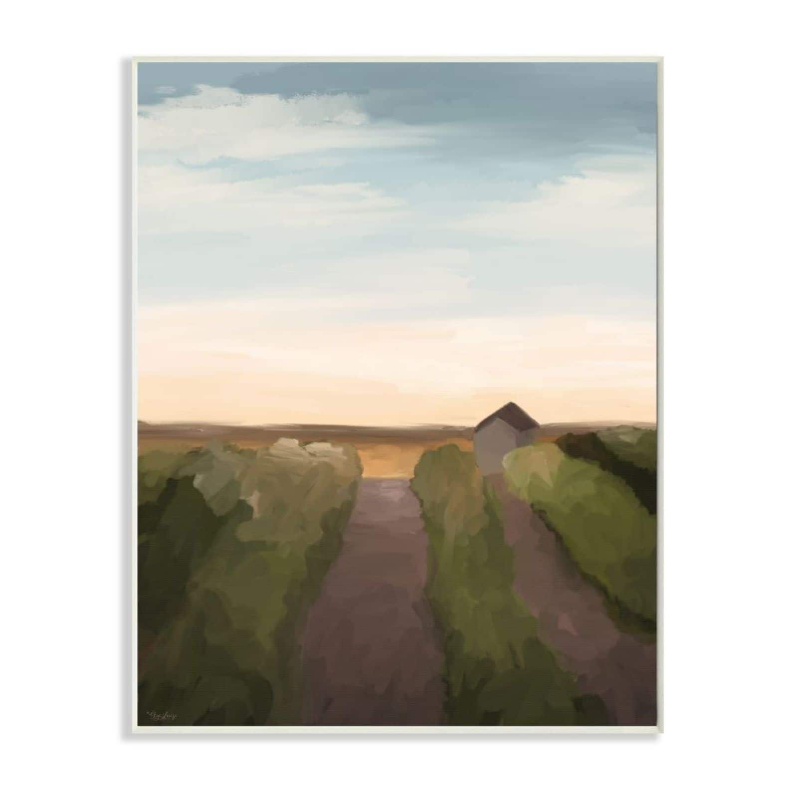 Stupell Industries Subtle Vineyard Landscape with Ombre Skyline Wall Plaque