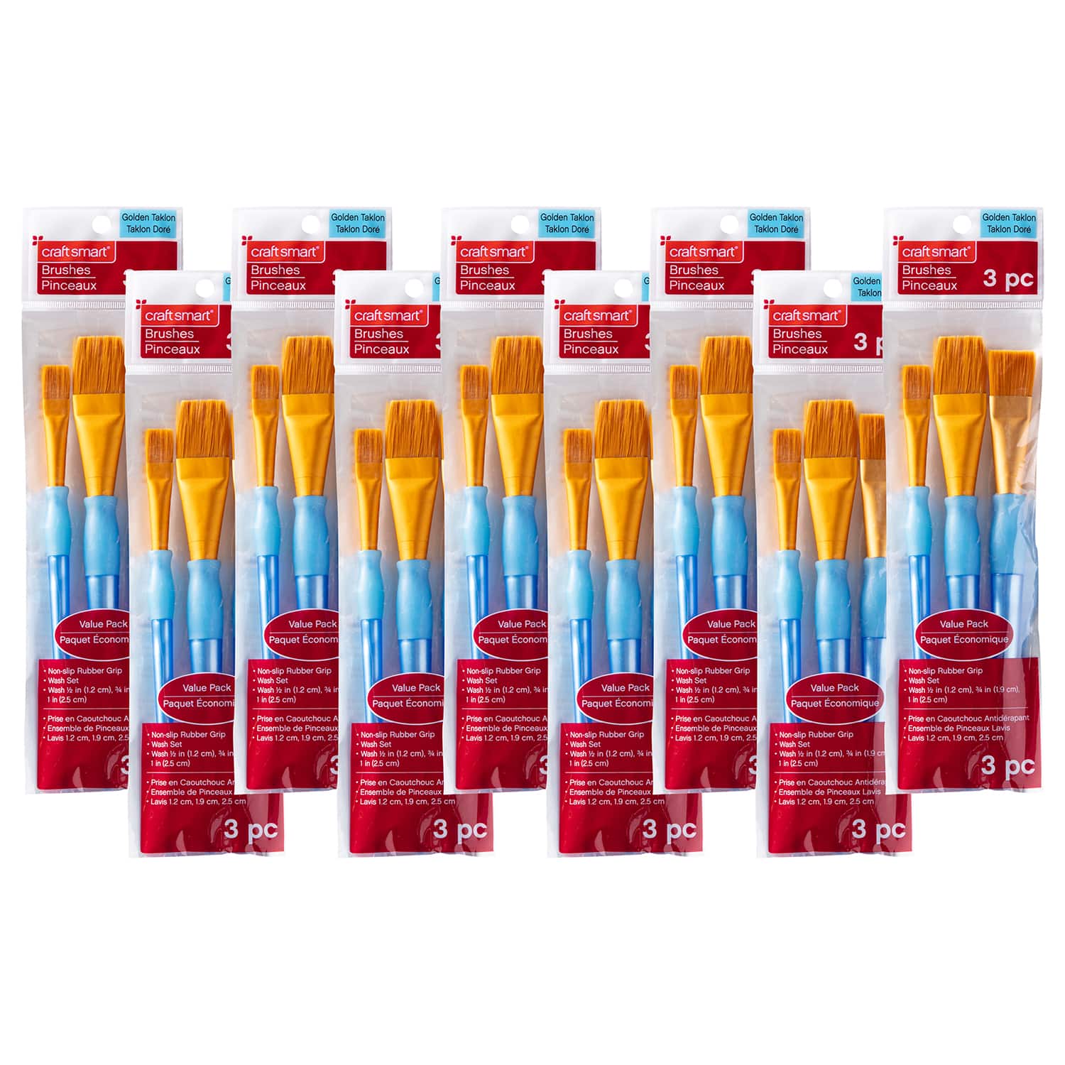 9 Pack: Golden Taklon Wash Brush Set by Craft Smart®
