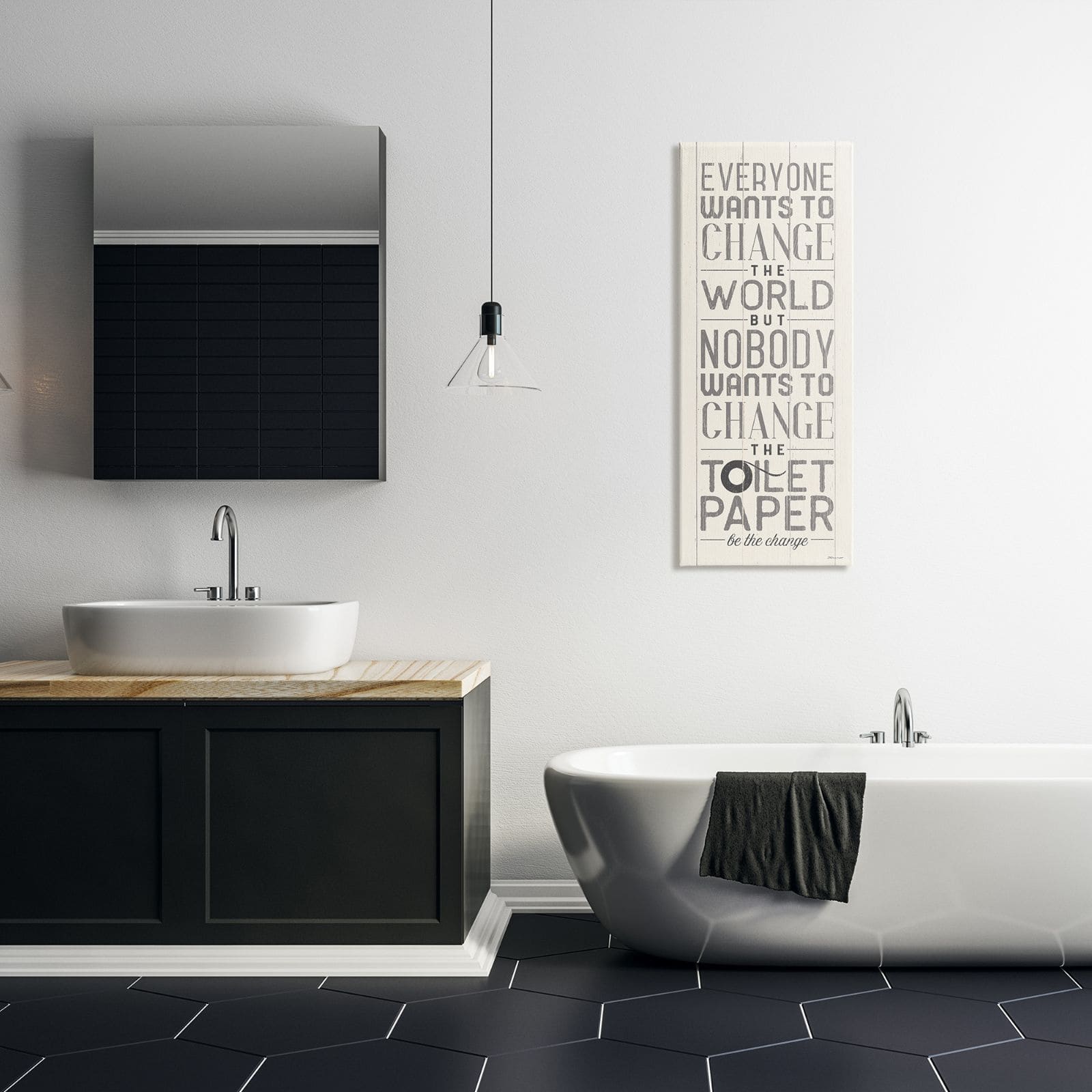 Stupell Industries Everyone Wants To Change The World White Planked Look Typography Canvas Wall Art