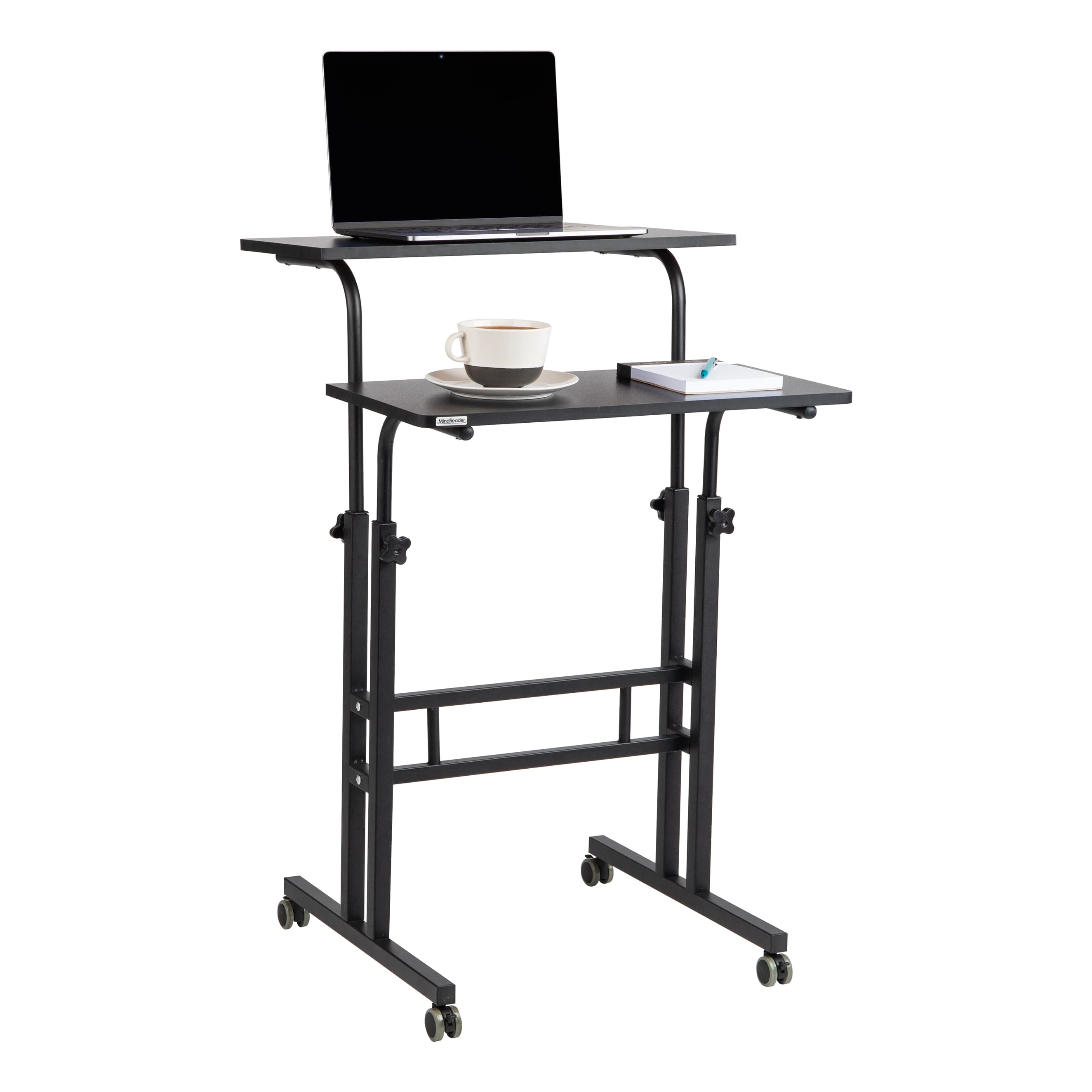 Mind Reader Black Mobile Sitting or Standing Desk