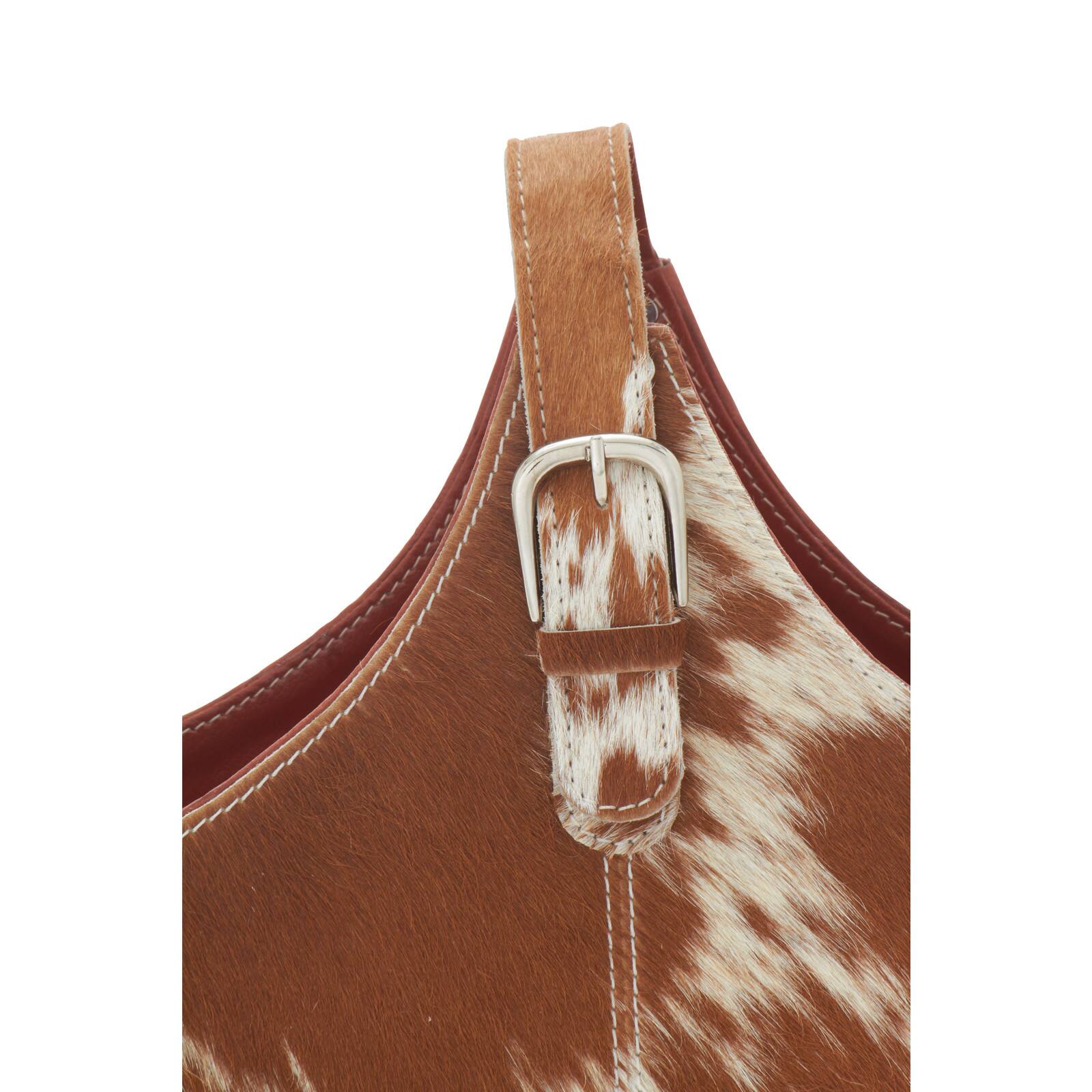 17" Brown Leather Modern Magazine Rack Holder