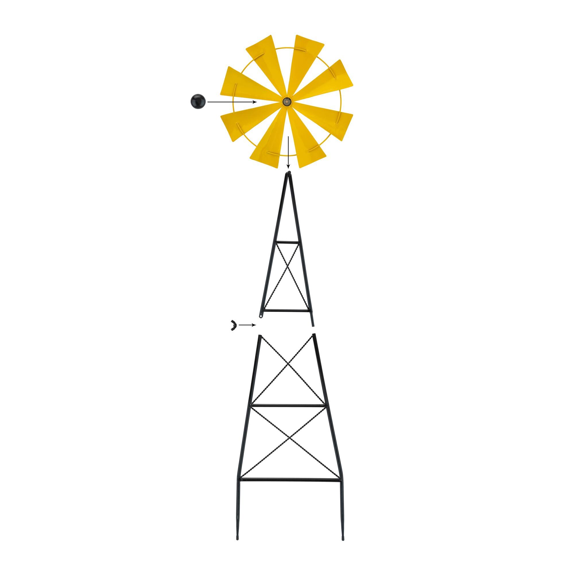 Glitzhome® 3.5ft Yellow Metal Wind Spinner Yard Stake