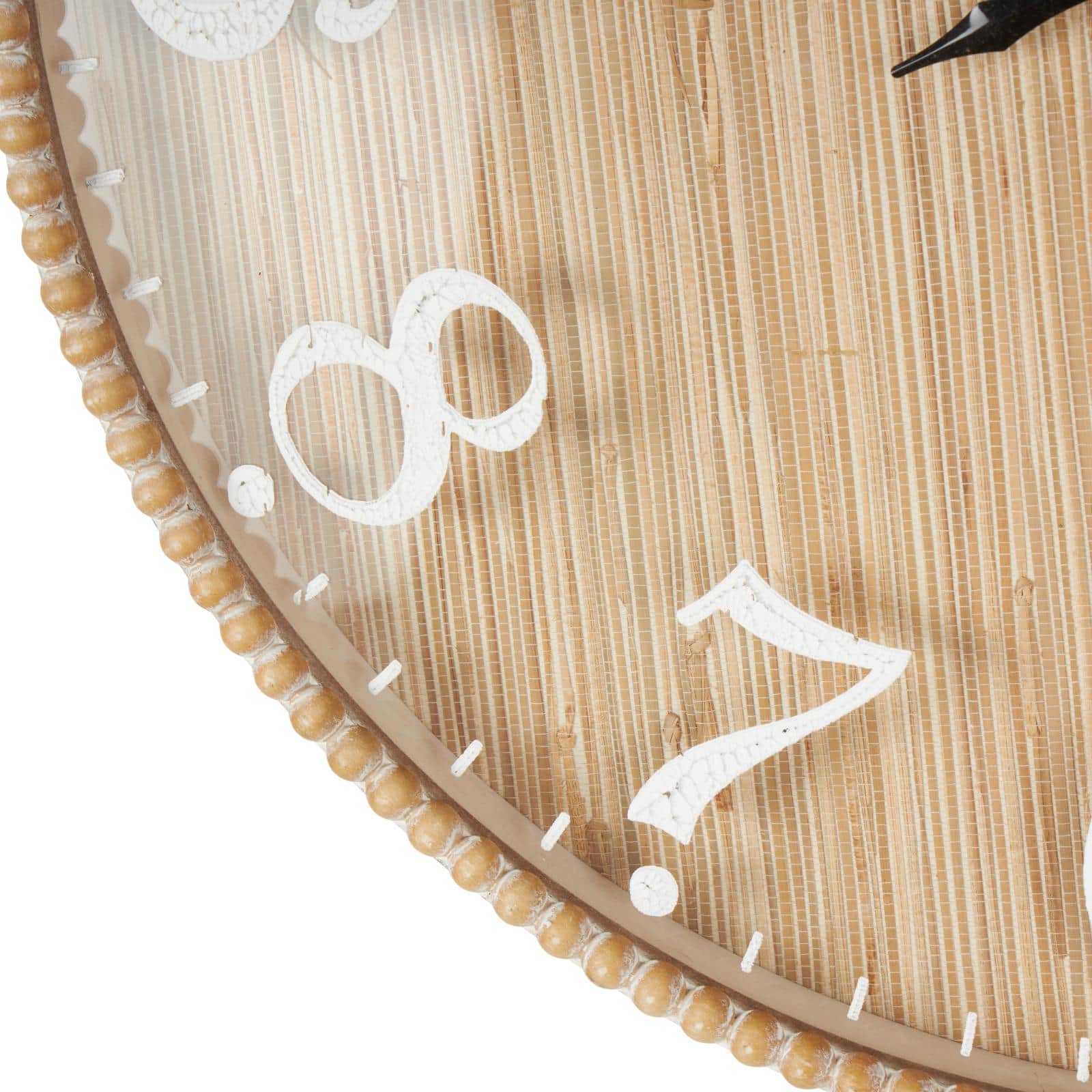 24" x 24" Light Brown Distressed Decorative Wall Clock with Beaded Frame