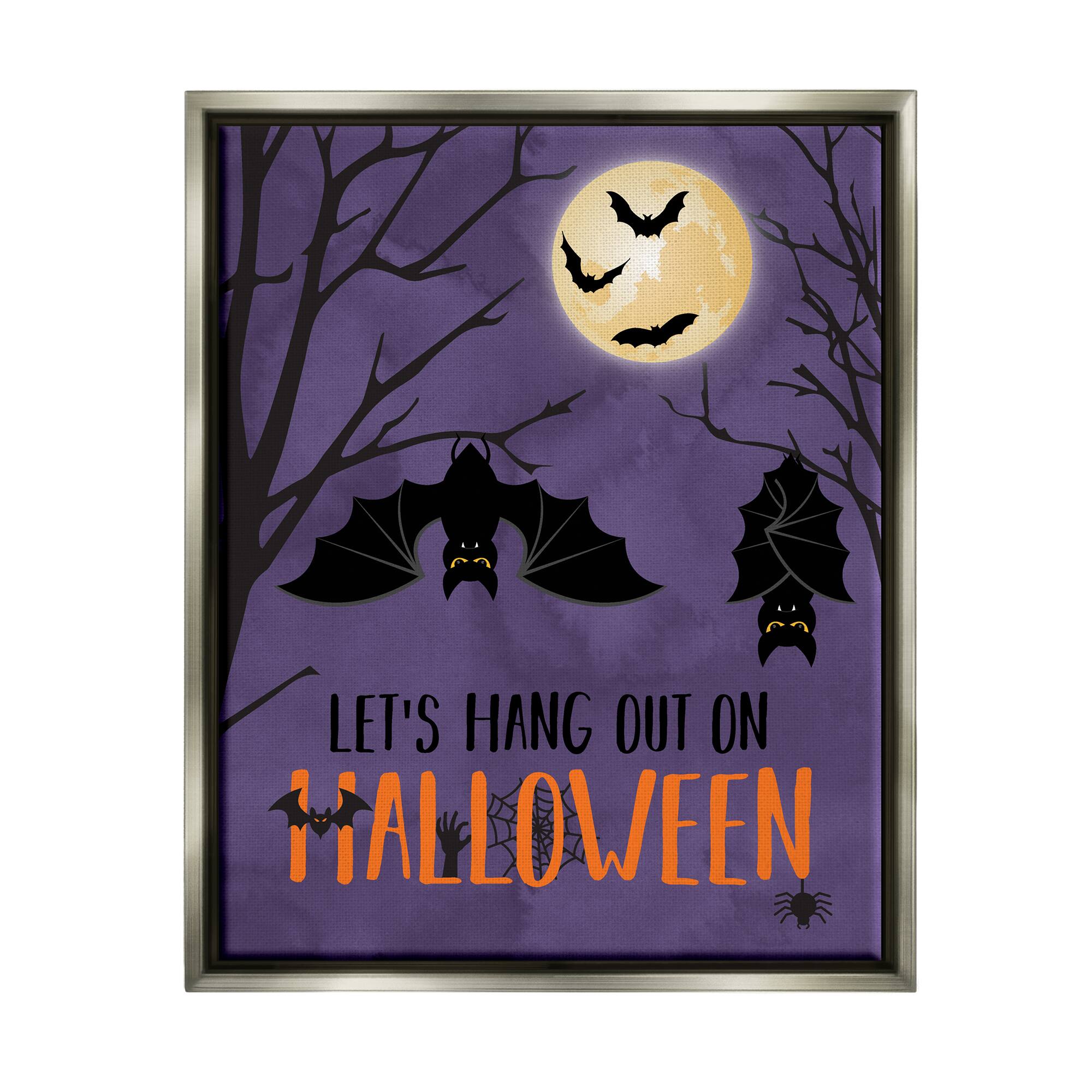Stupell Industries Let's Hang Halloween Bats Framed Floater Canvas Wall Art