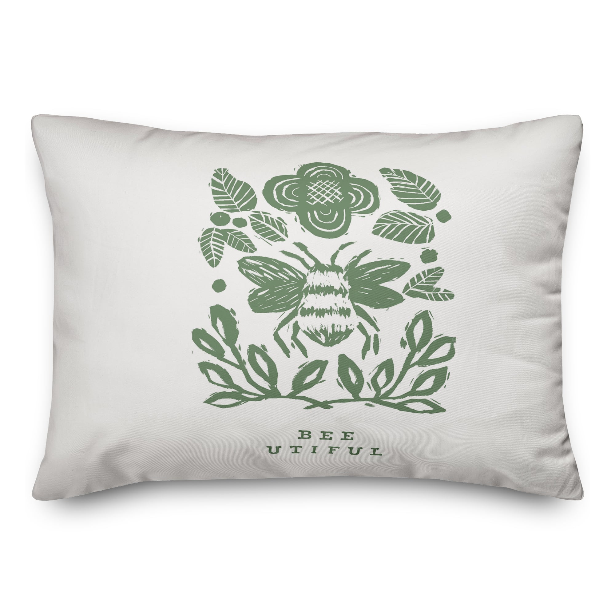 Bumblebee And Leaves Yellow 14" x 20" Throw Pillow