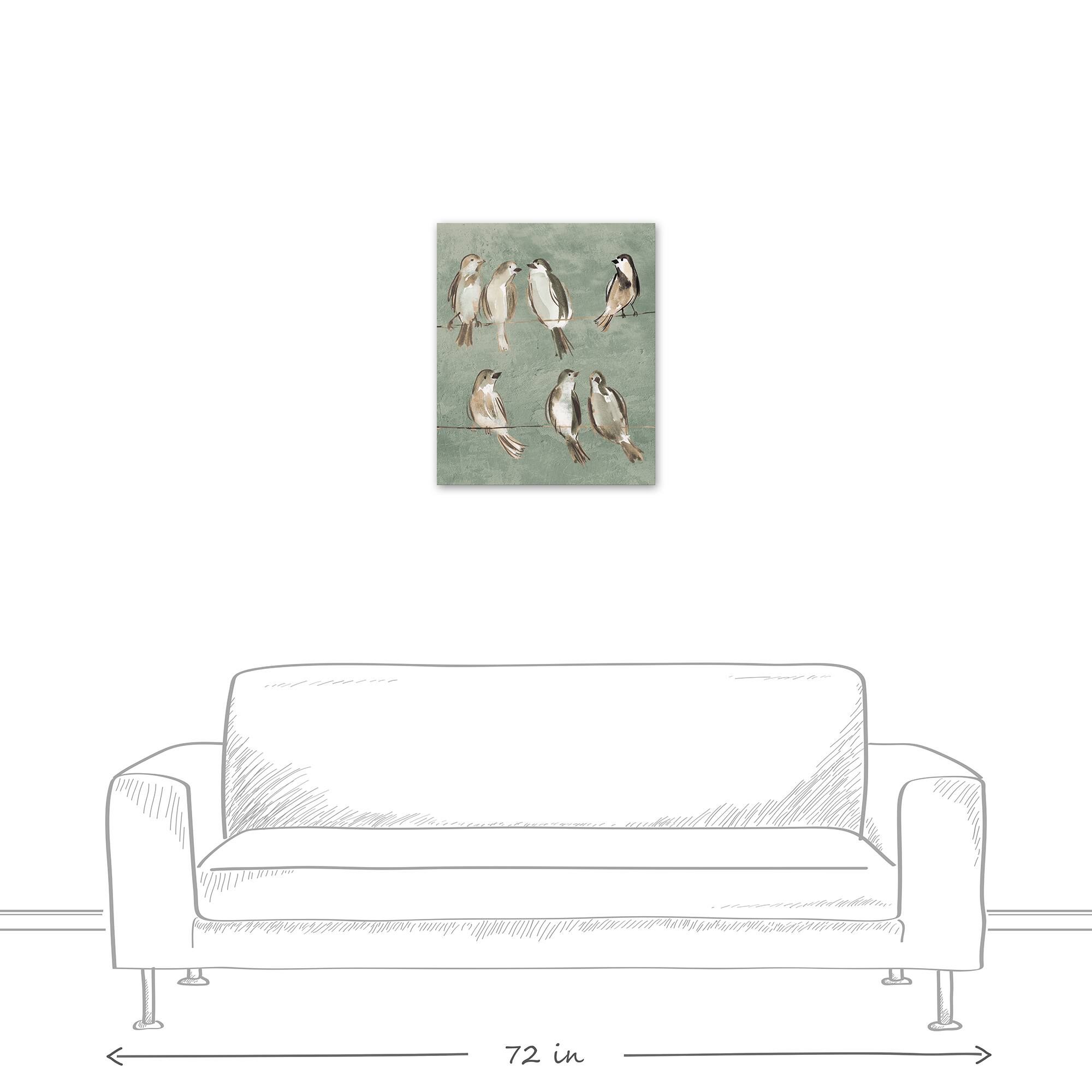 Birds on a Wire Sage 20" x 24" Canvas Wall Art