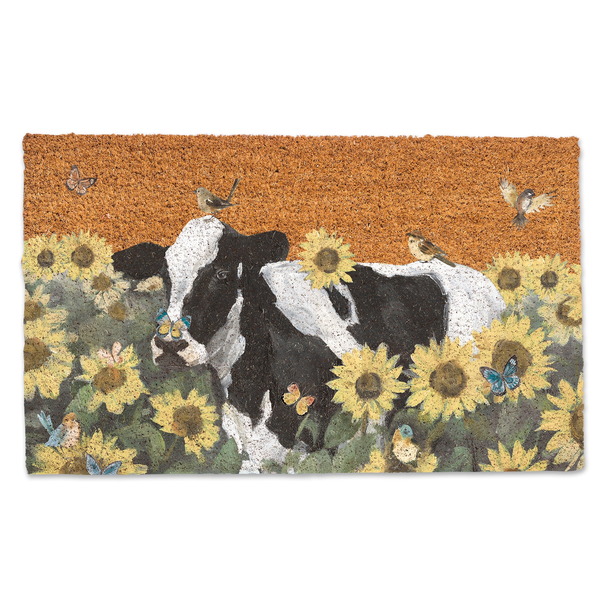 Cow Sunflowers Birds Butterflies Doormat