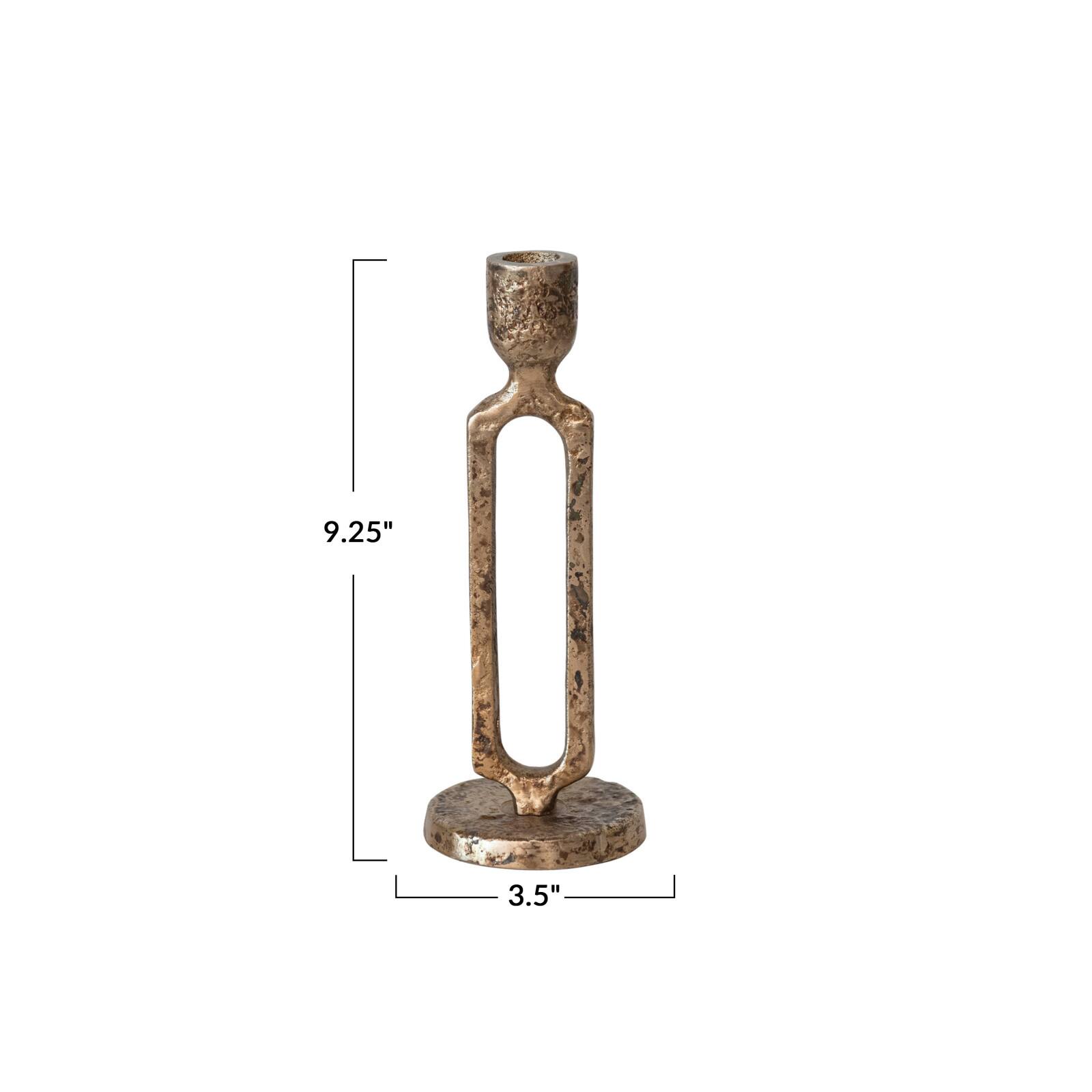 Hello Honey® 9.25" Oxidized Gold Finish Aluminum Taper Candleholder