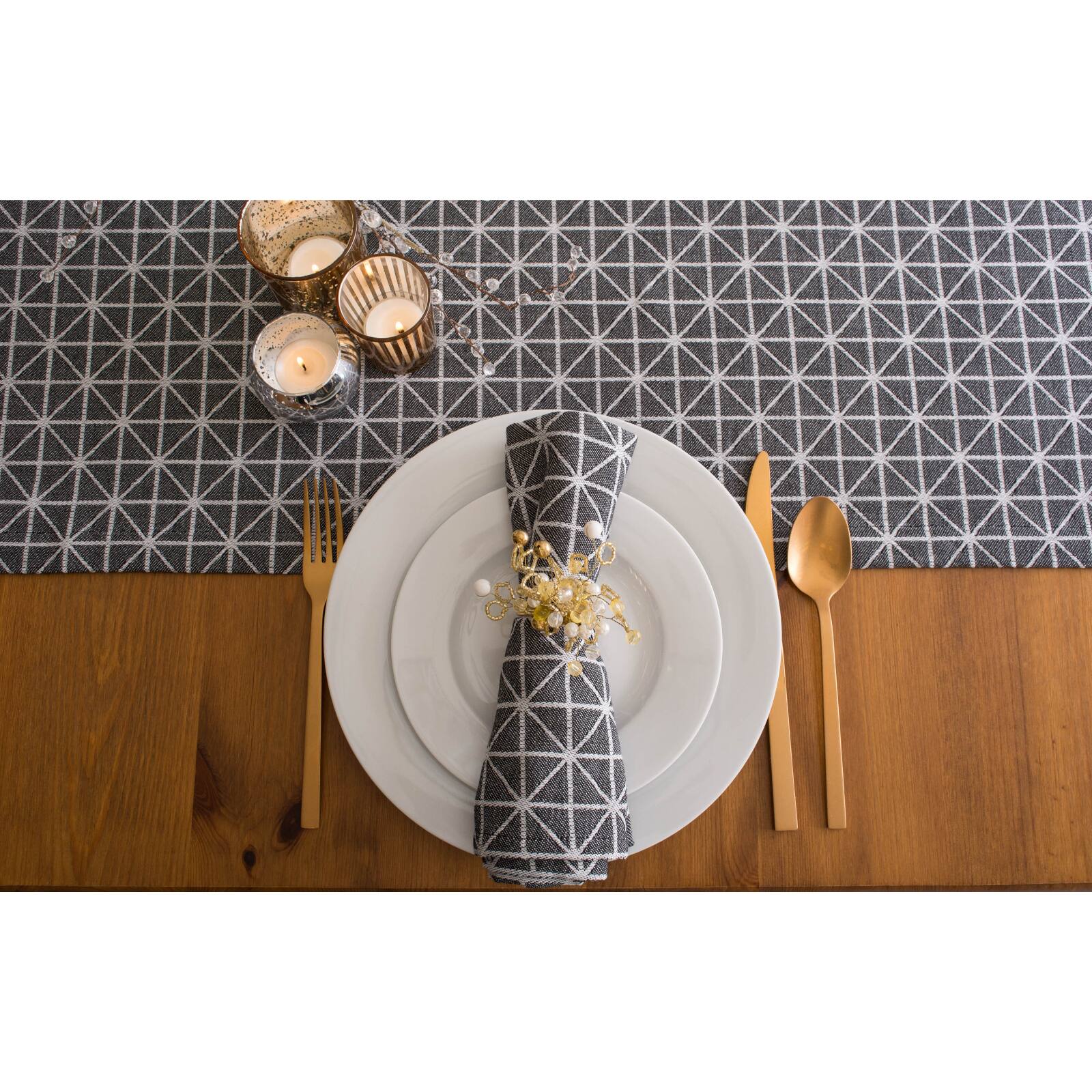 Black and White Triangle Table Runner 14" x 108"
