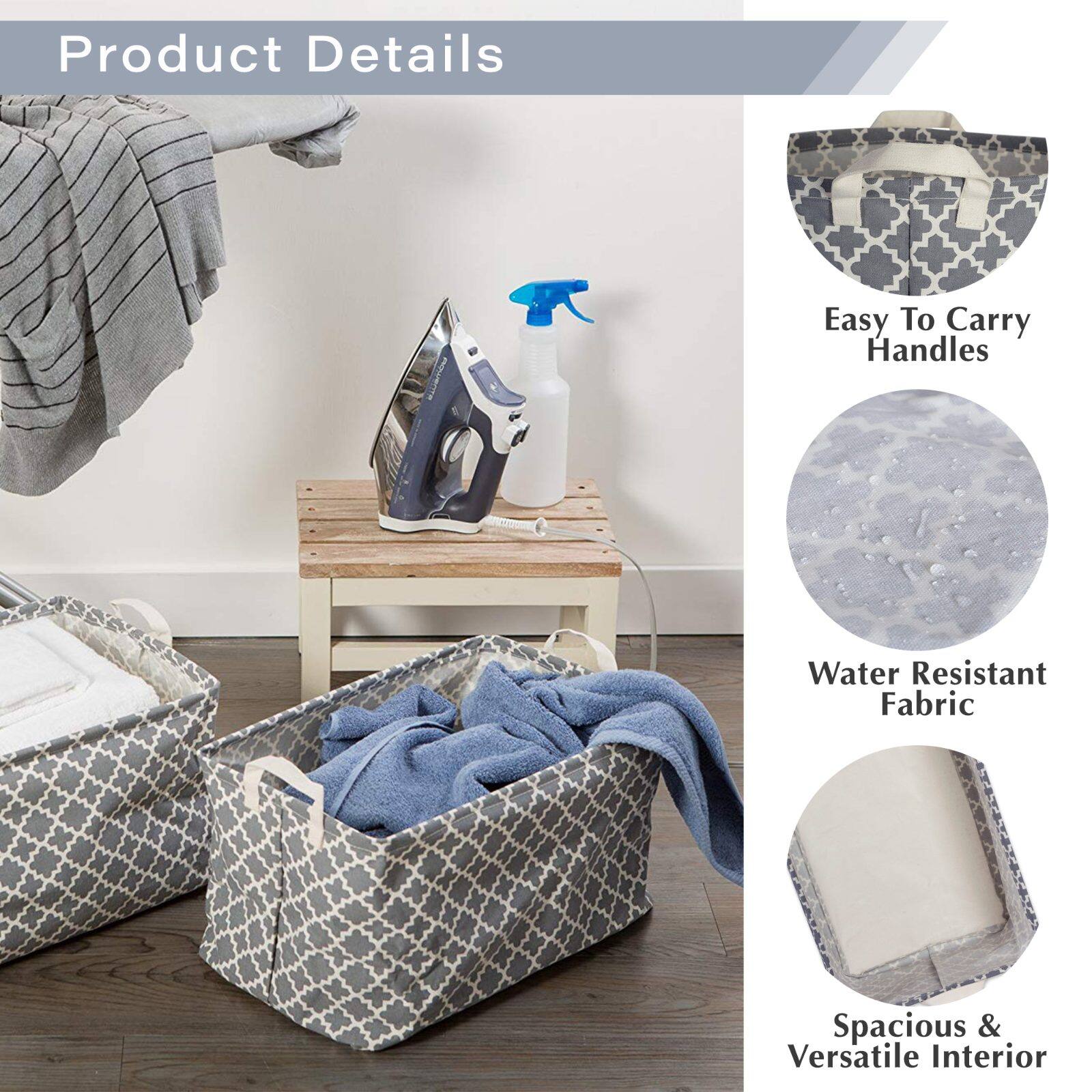 DII® Round Stripes PE-Coated Cotton Polyester Laundry Hamper