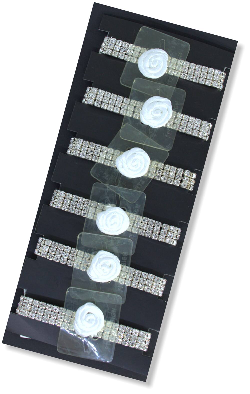 JAM Paper 3 Row Dazzle Princess Flower Rhinestone Bracelets