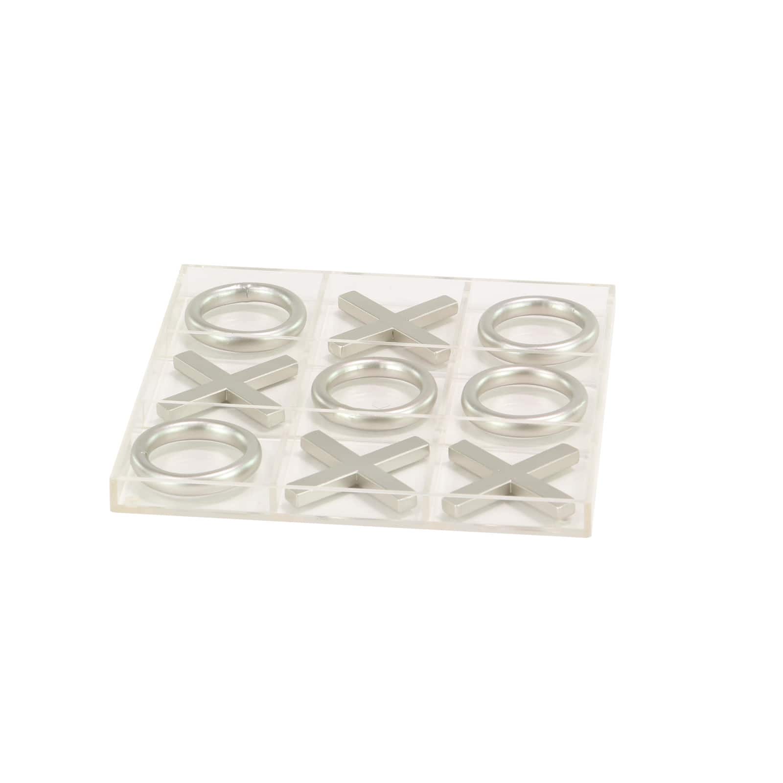 Silver Acrylic & Metal Glam Tic-Tac-Toe Game Set
