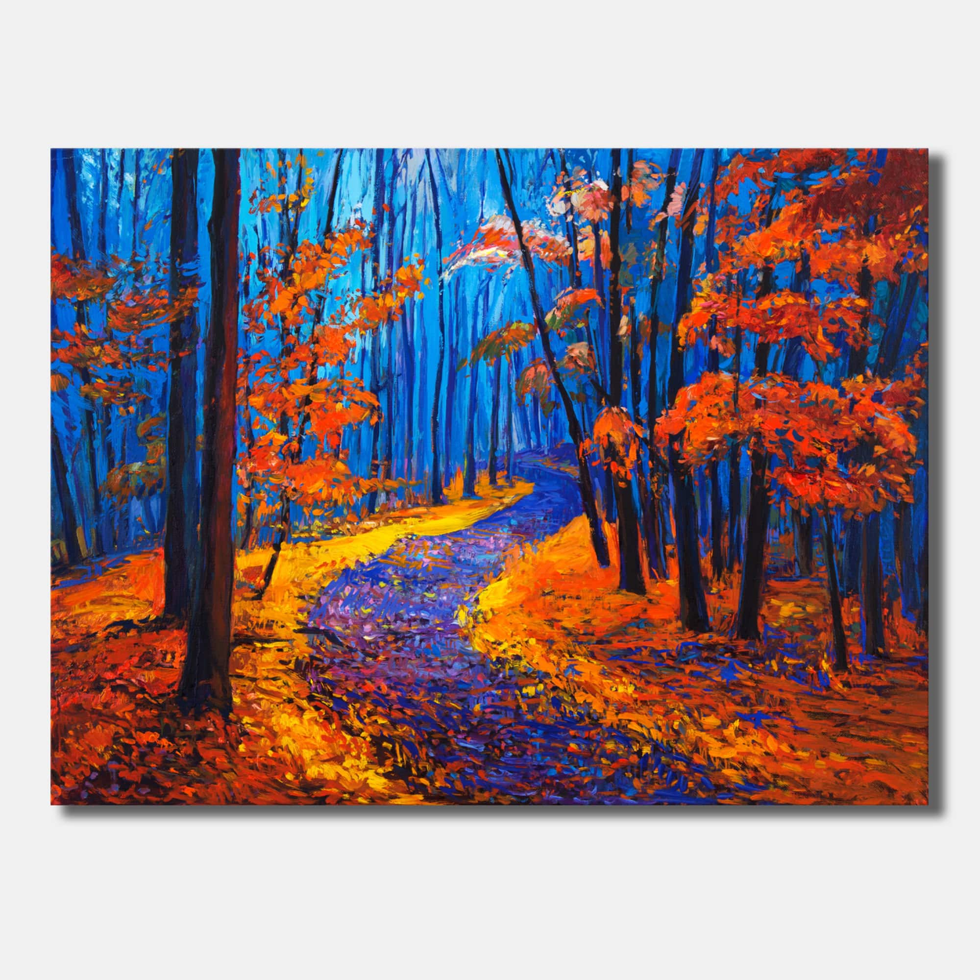 Designart - Autumn Colored Forest Treescape XXXVI - Traditional Canvas Wall Art Print