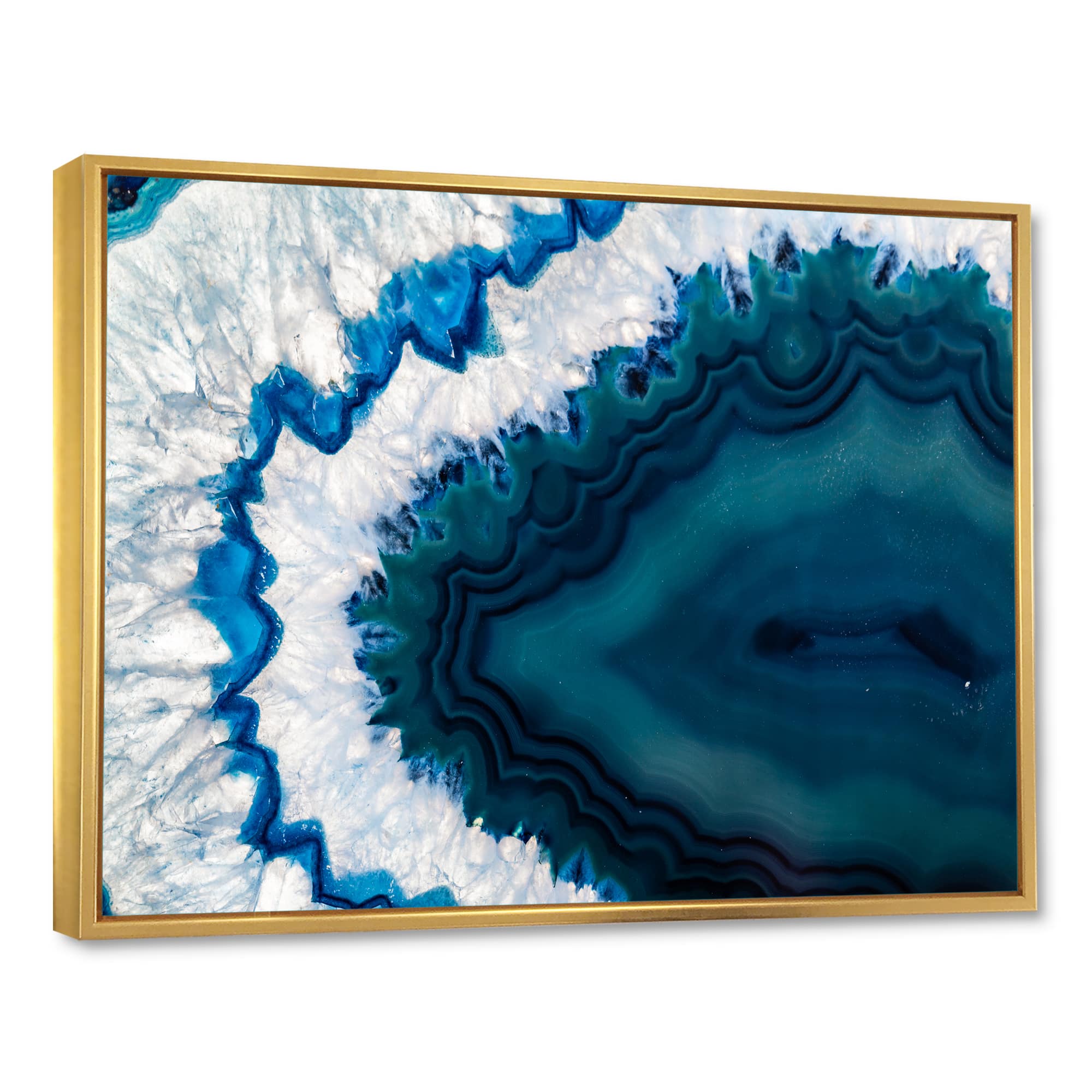 Designart - Blue Brazilian Geode - Abstract Framed Canvas Wall Art Print
